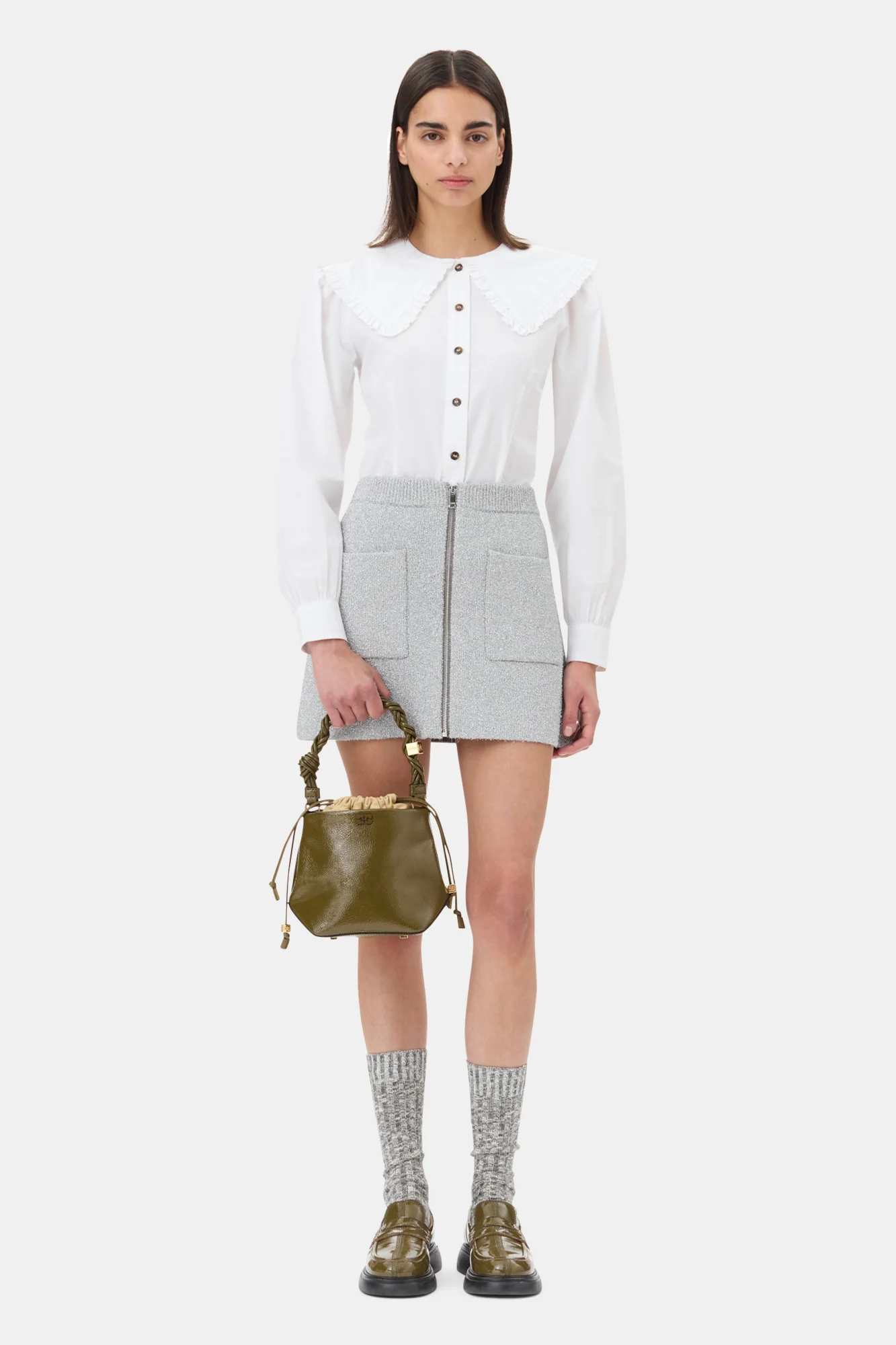 Sparkle Doubleface Mini Skirt | Silver - Image 3