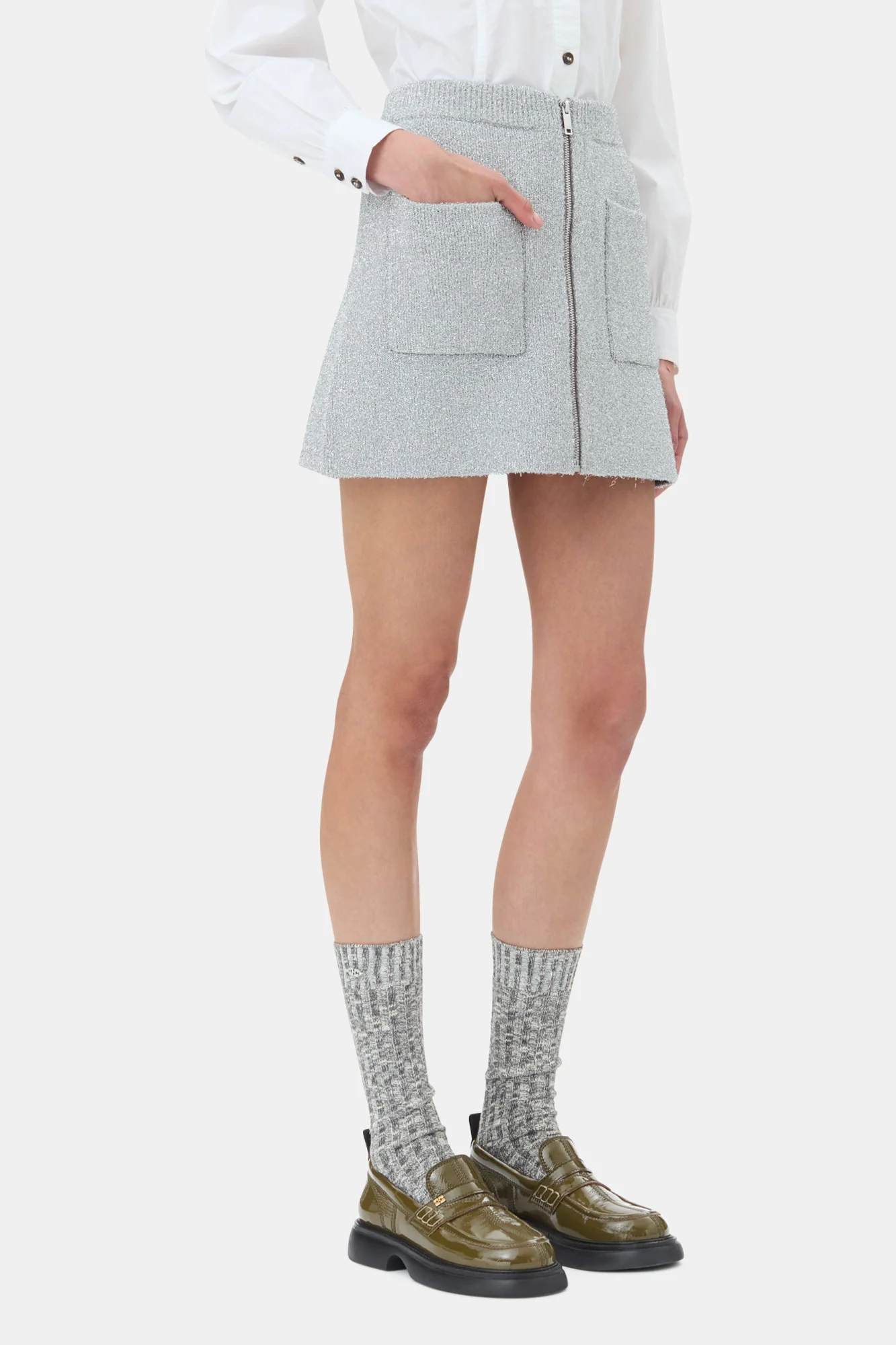 Sparkle Doubleface Mini Skirt | Silver - Image 4