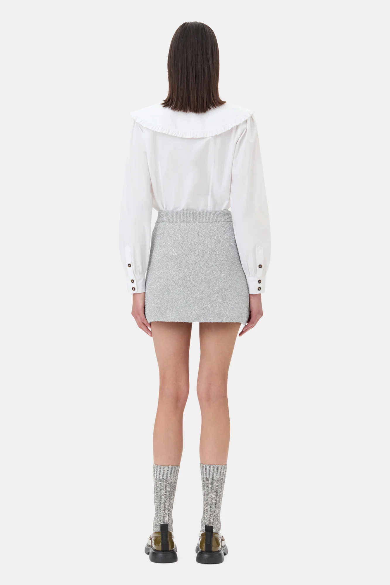 Sparkle Doubleface Mini Skirt | Silver - Image 6