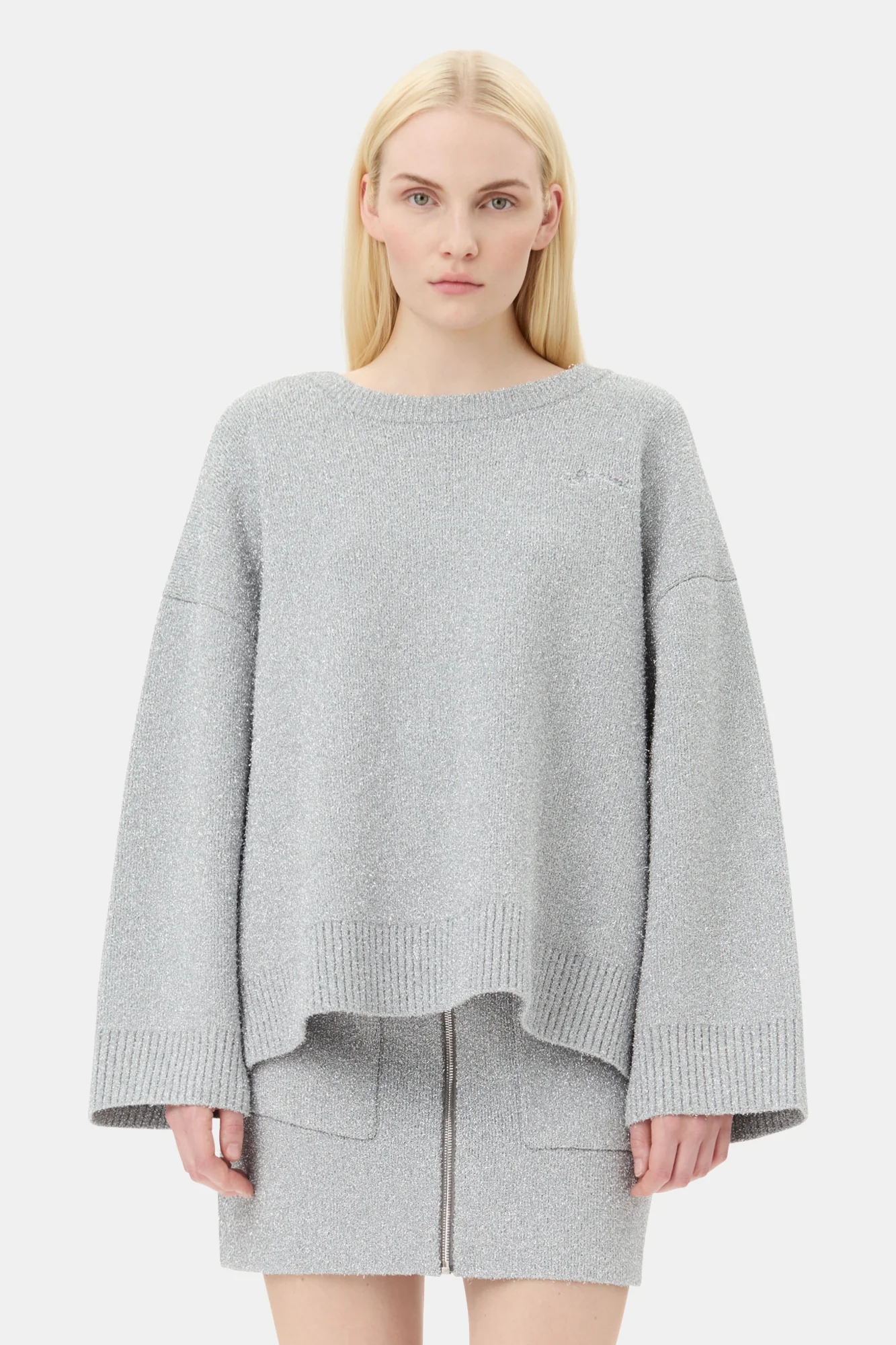 Sparkle Doubleface O-Neck | Silver - Image 3