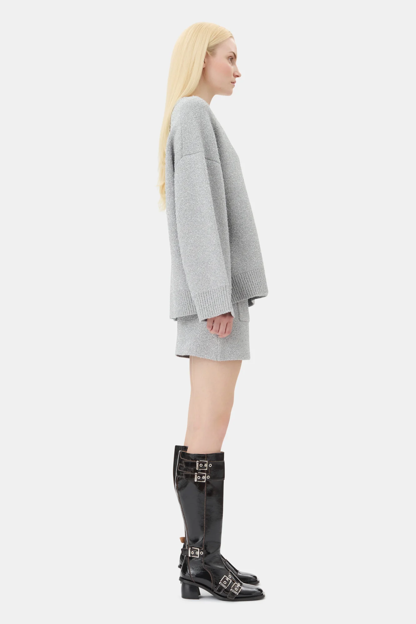 Sparkle Doubleface O-Neck | Silver - Image 5