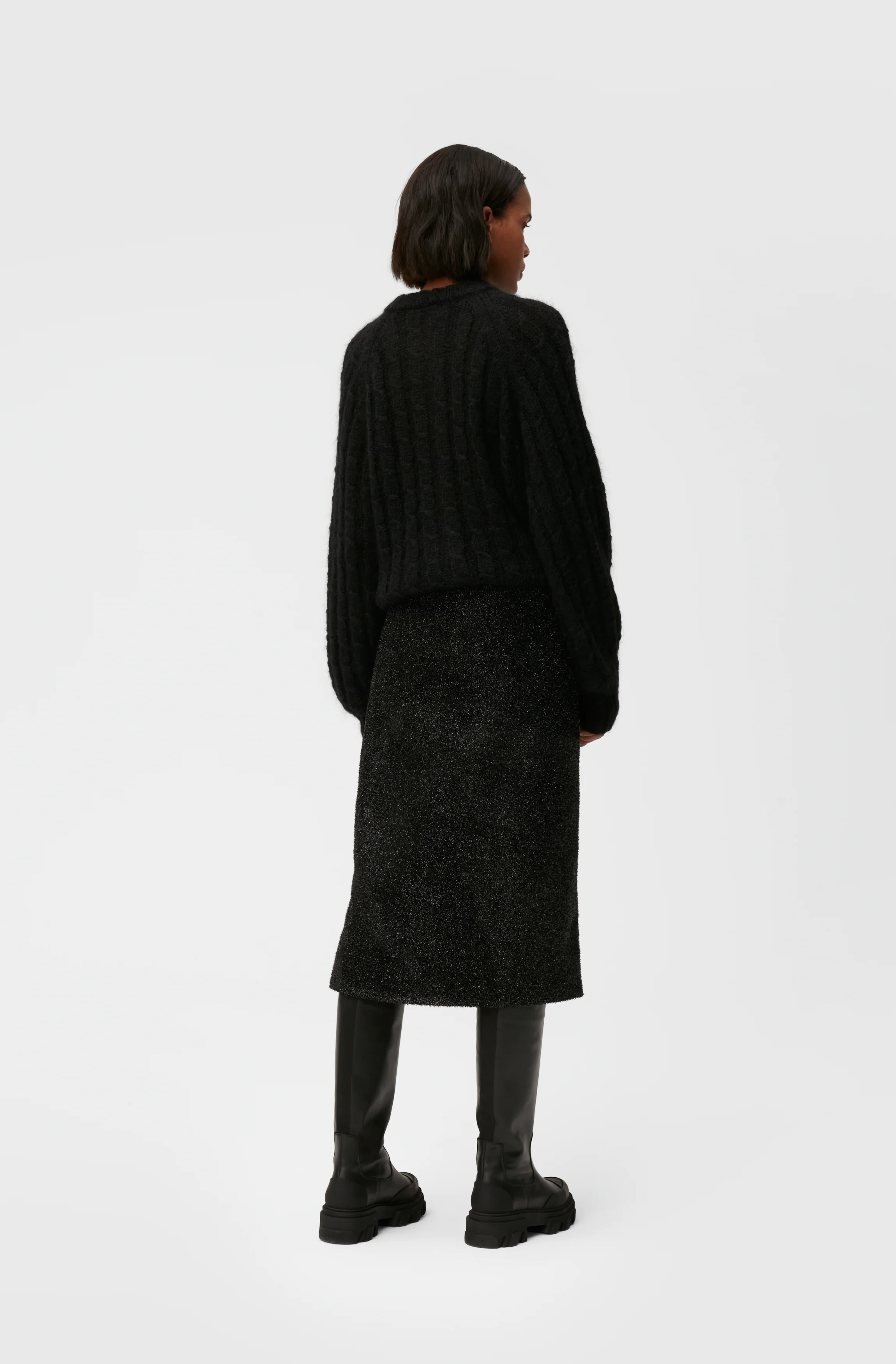 Sparkle Wrap Midi Skirt | Black - Image 4
