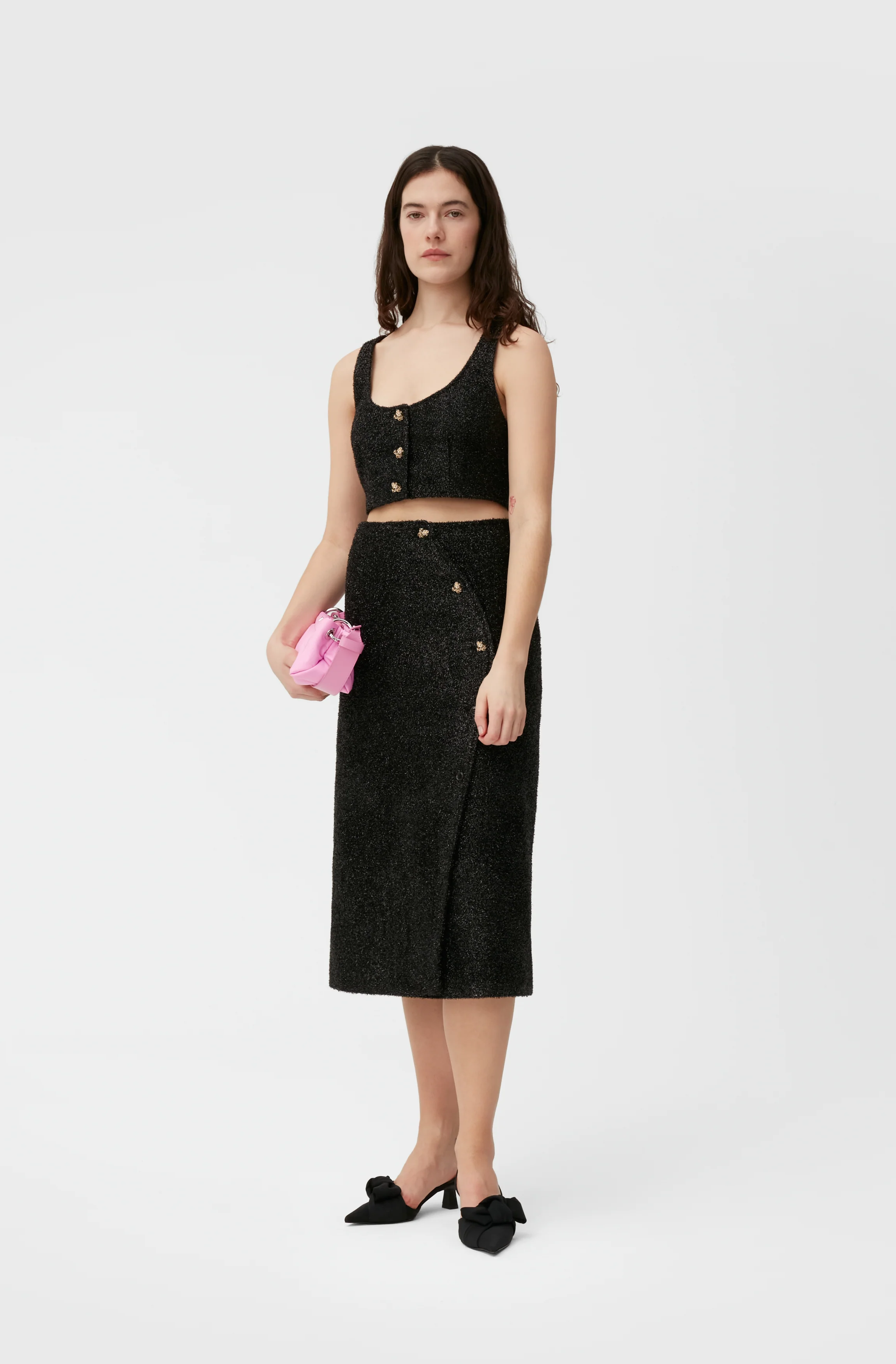 Sparkle Wrap Midi Skirt | Black - Image 5