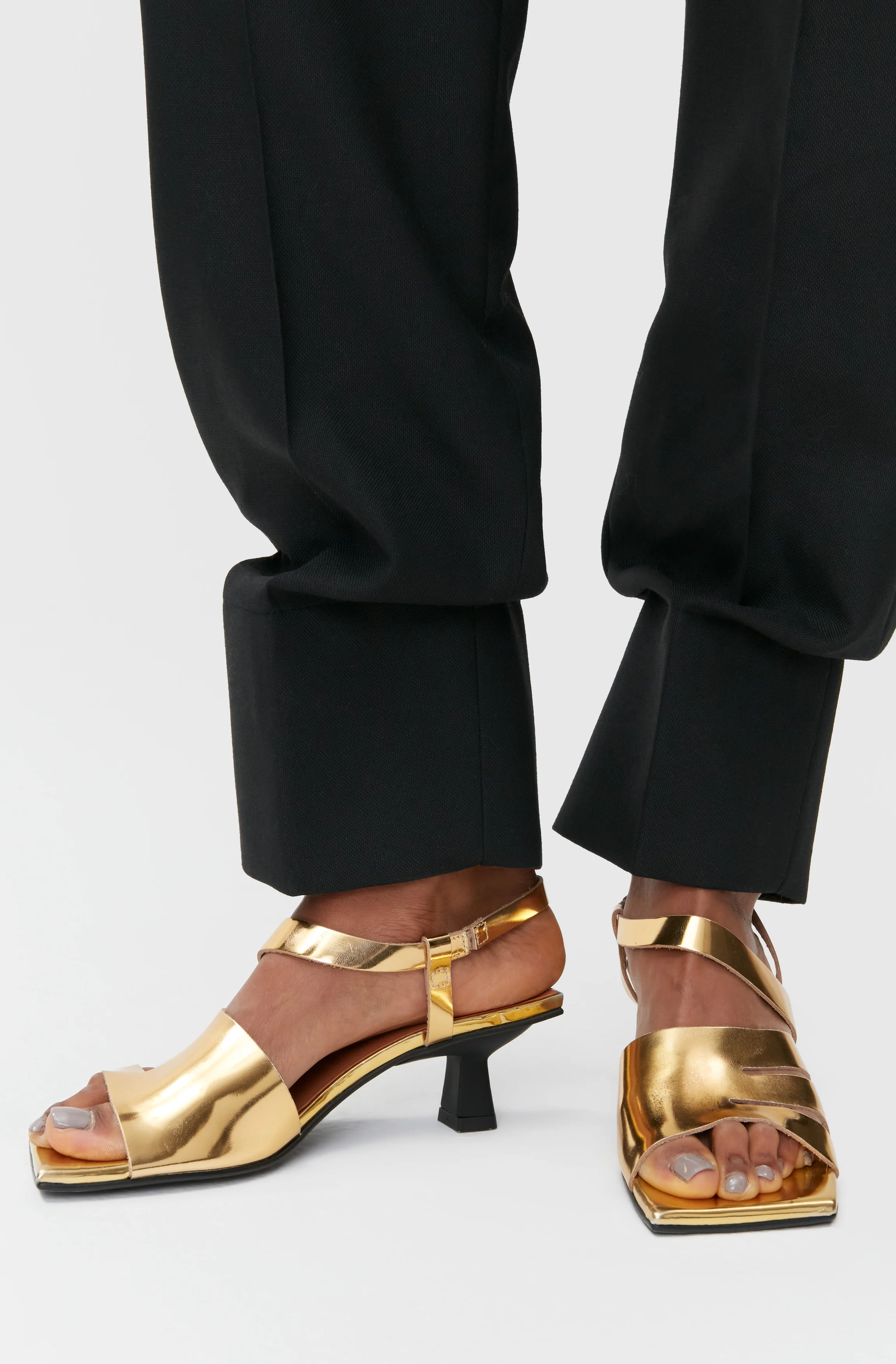 Strappy Kitten Heel Sandals | Gold - Image 4