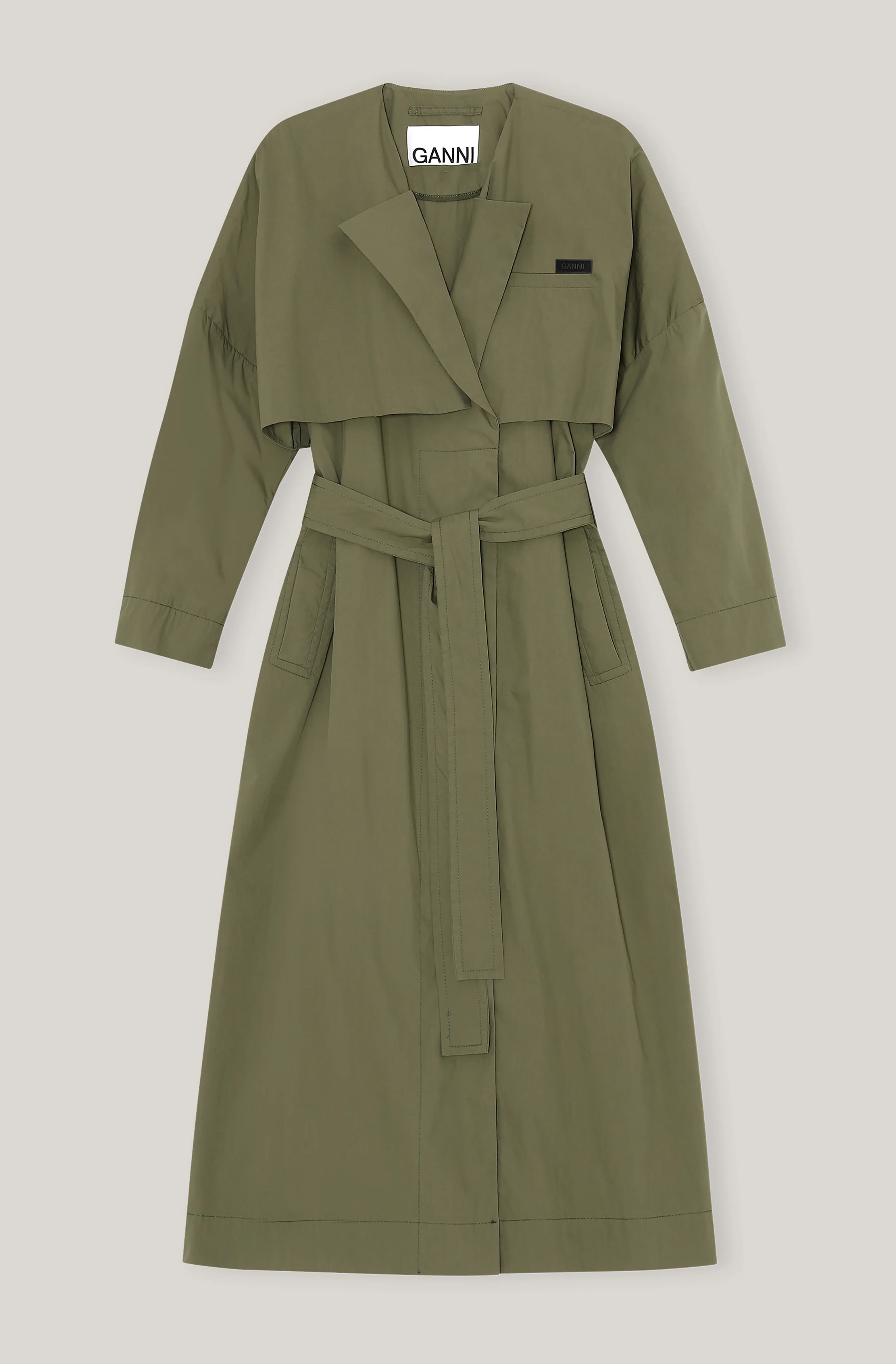 Stretch Canvas Green Trench Coat | Kalamata