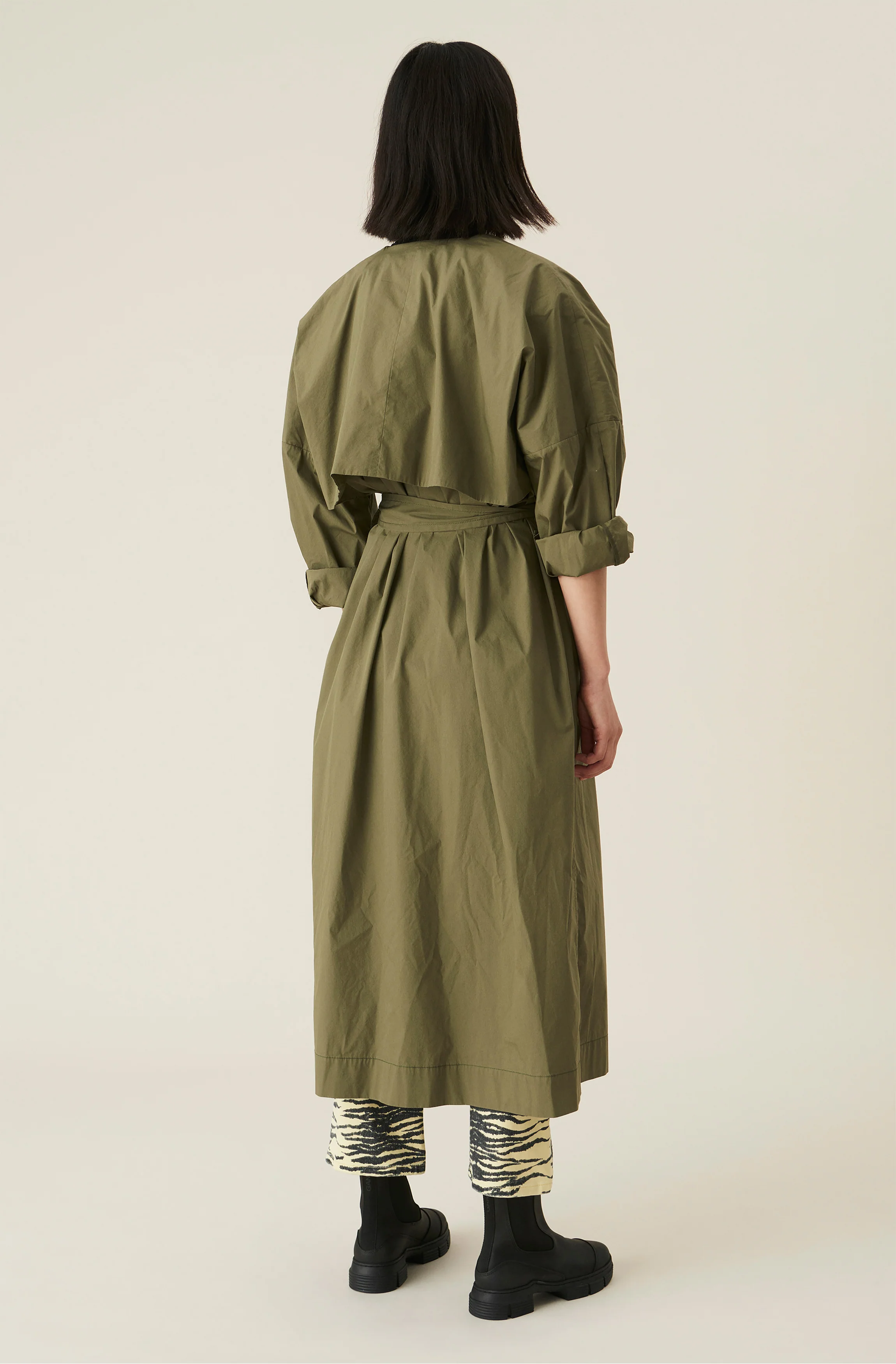 Stretch Canvas Green Trench Coat | Kalamata - Image 3