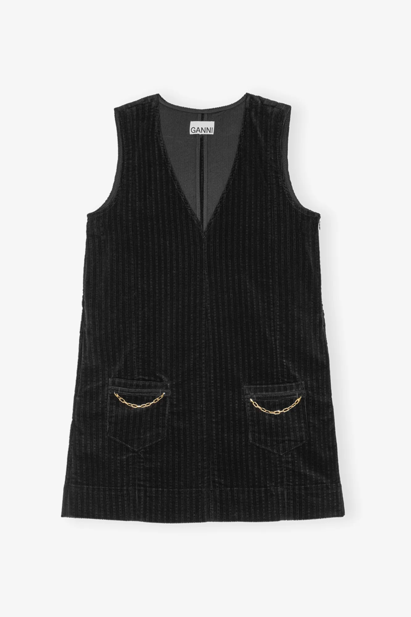 Stretch Corduroy Mini Dress | Black