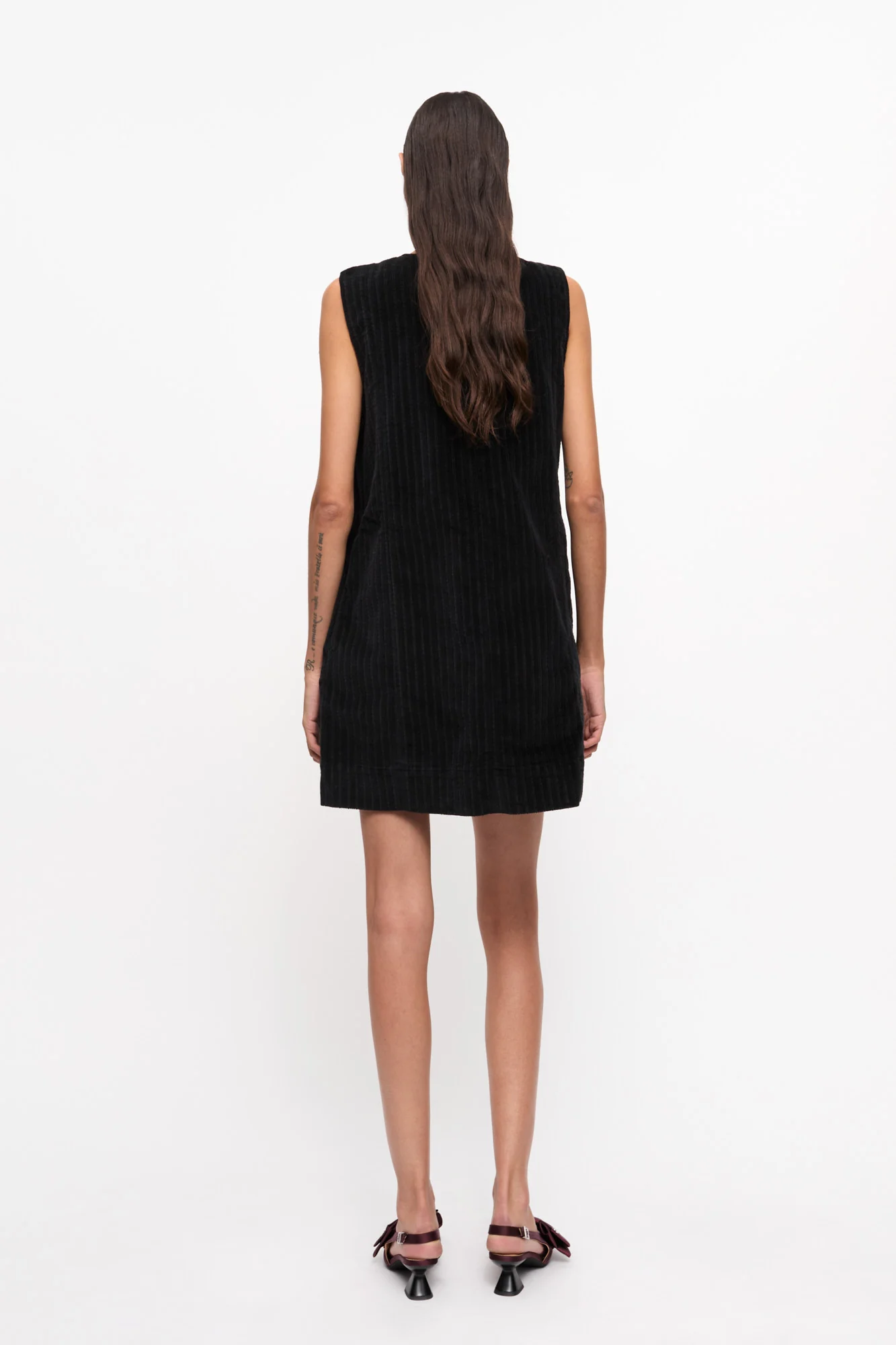 Stretch Corduroy Mini Dress | Black - Image 4