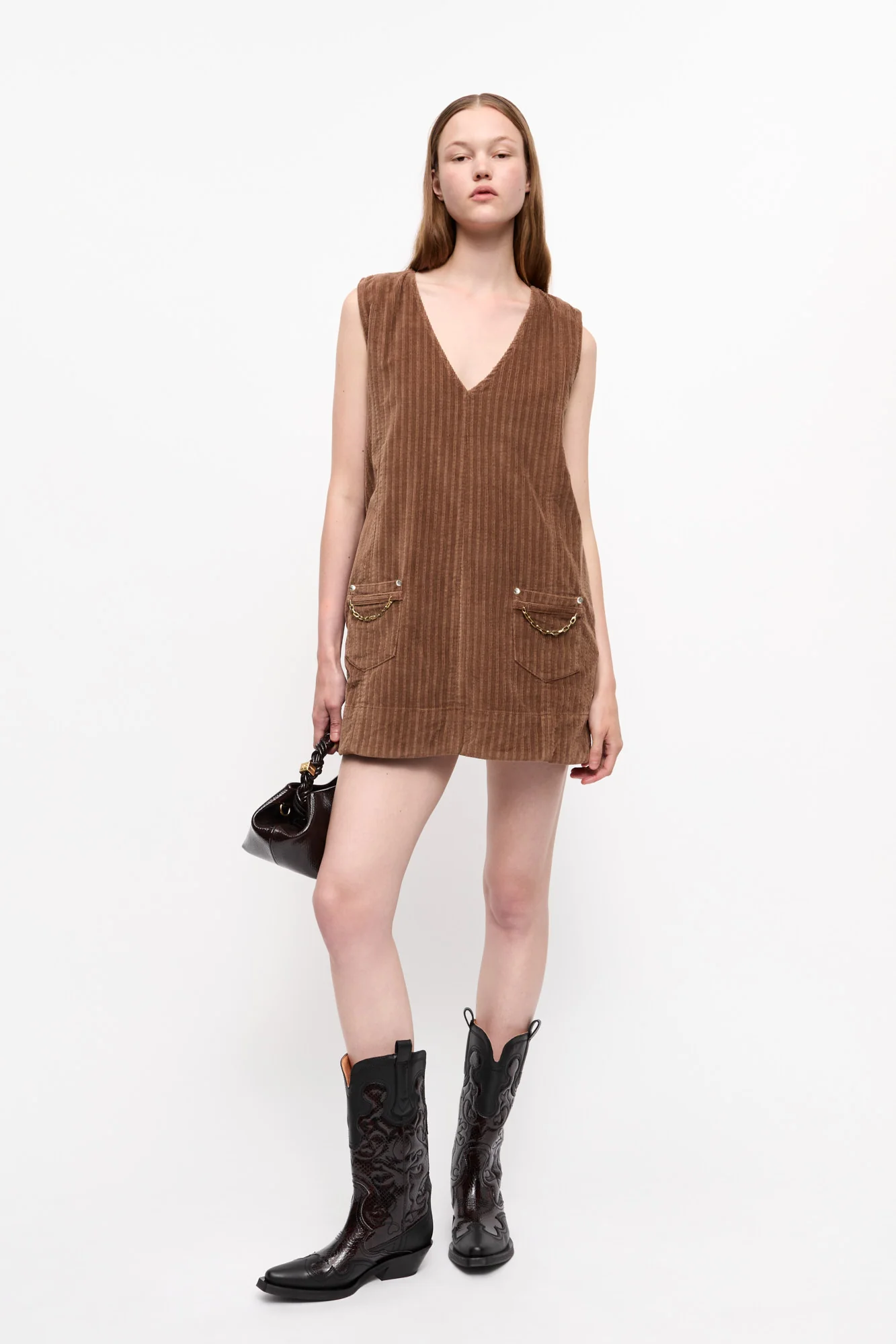Stretch Corduroy Mini Dress | Rain Drum - Image 3