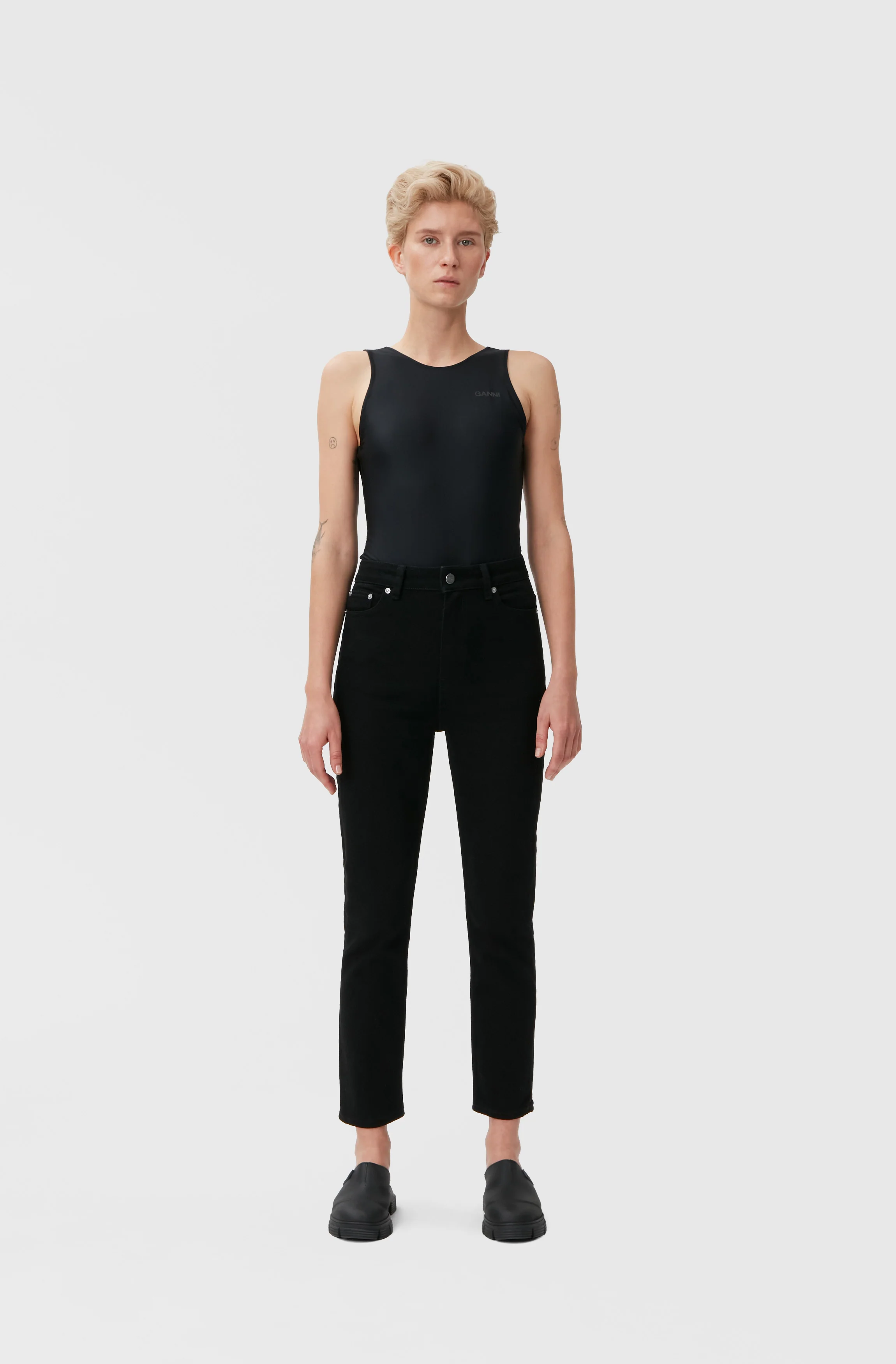 Stretch Cropped Jeans | Black/Black - Image 8