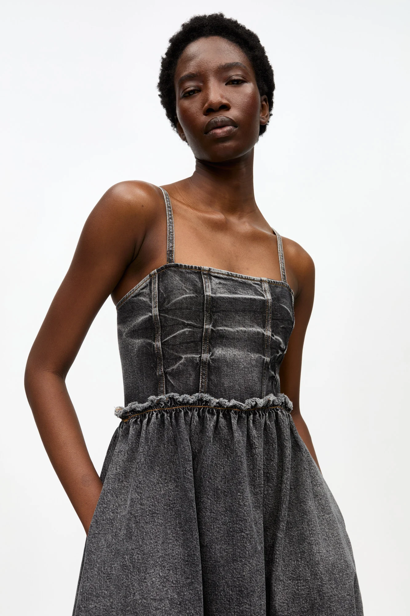 Stretch Future Denim Dress | Black Washed - Image 5