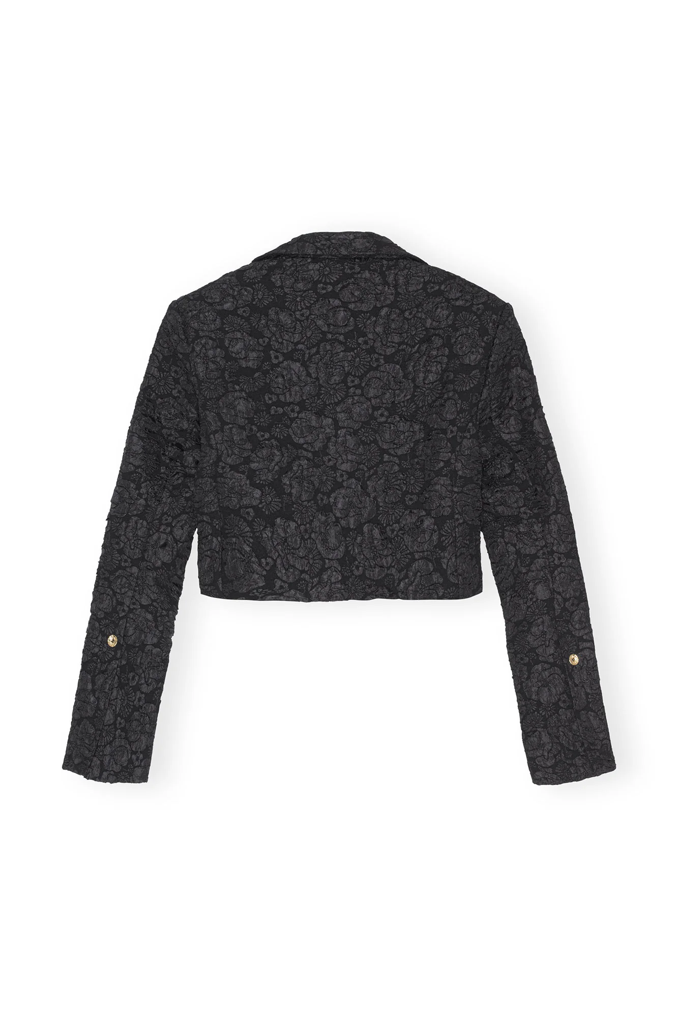 Stretch Jacquard Cropped Blazer | Black - Image 3