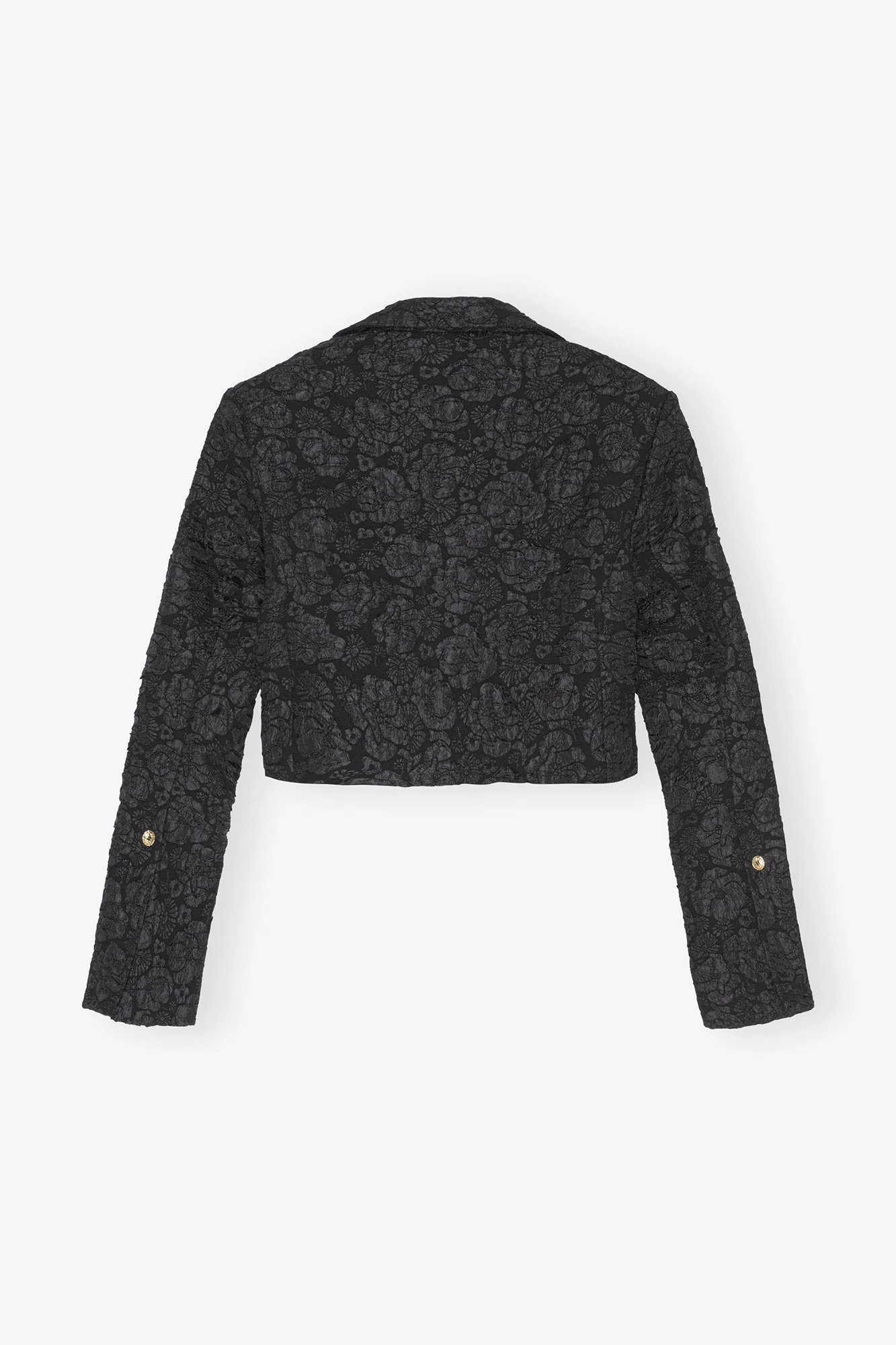 Stretch Jacquard Cropped Blazer | Black - Image 4