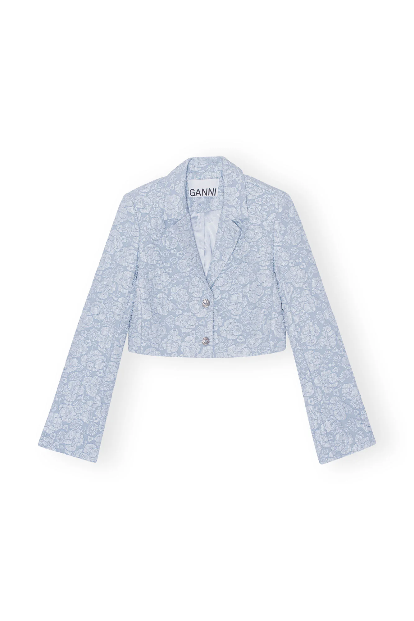 Stretch Jacquard Cropped Blazer | Sky Blue