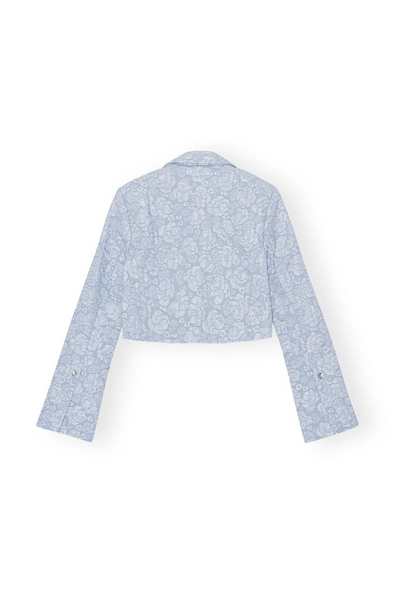 Stretch Jacquard Cropped Blazer | Sky Blue - Image 2