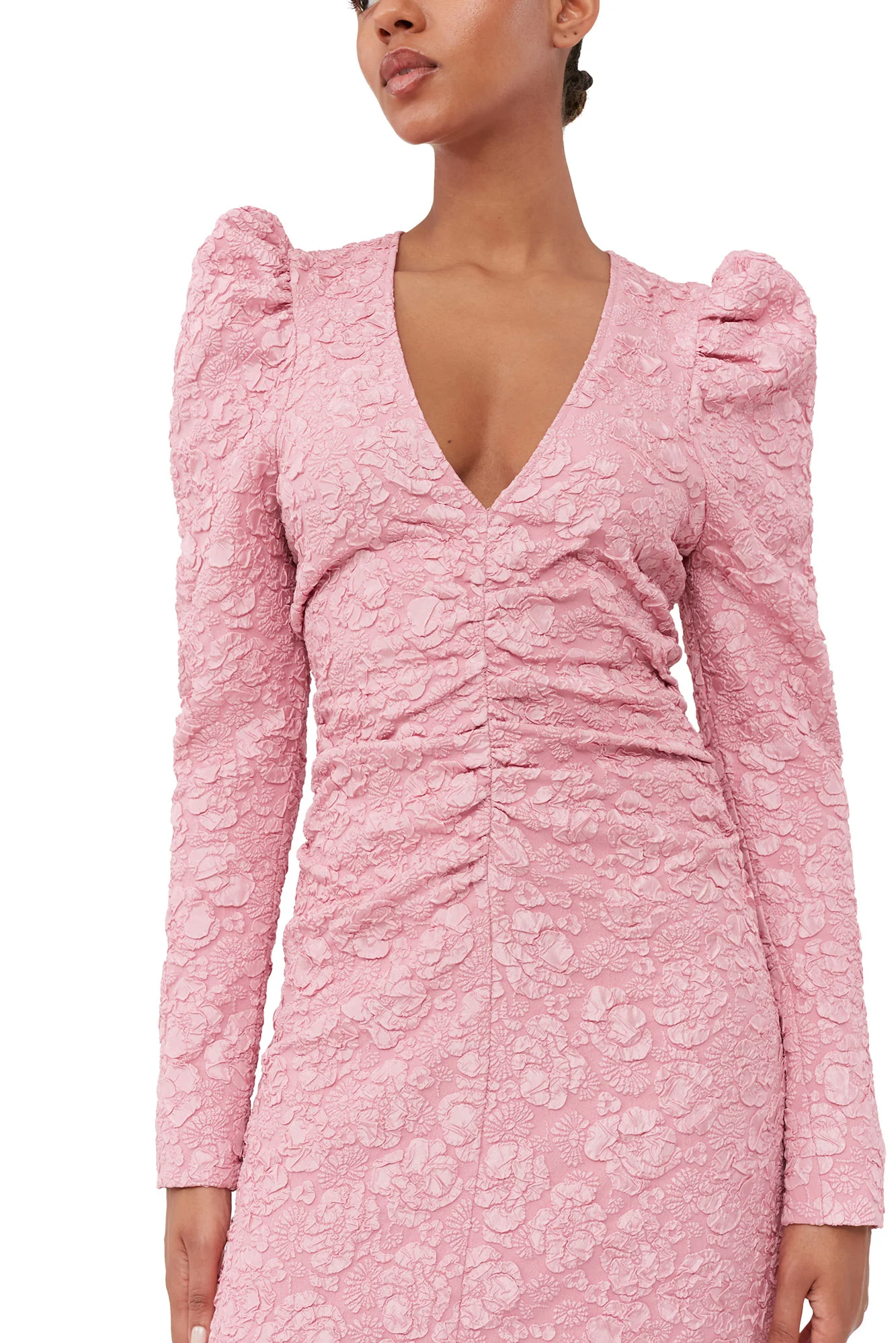 Stretch Jacquard V-Neck Mini Dress | Orchid Smoke - Image 5