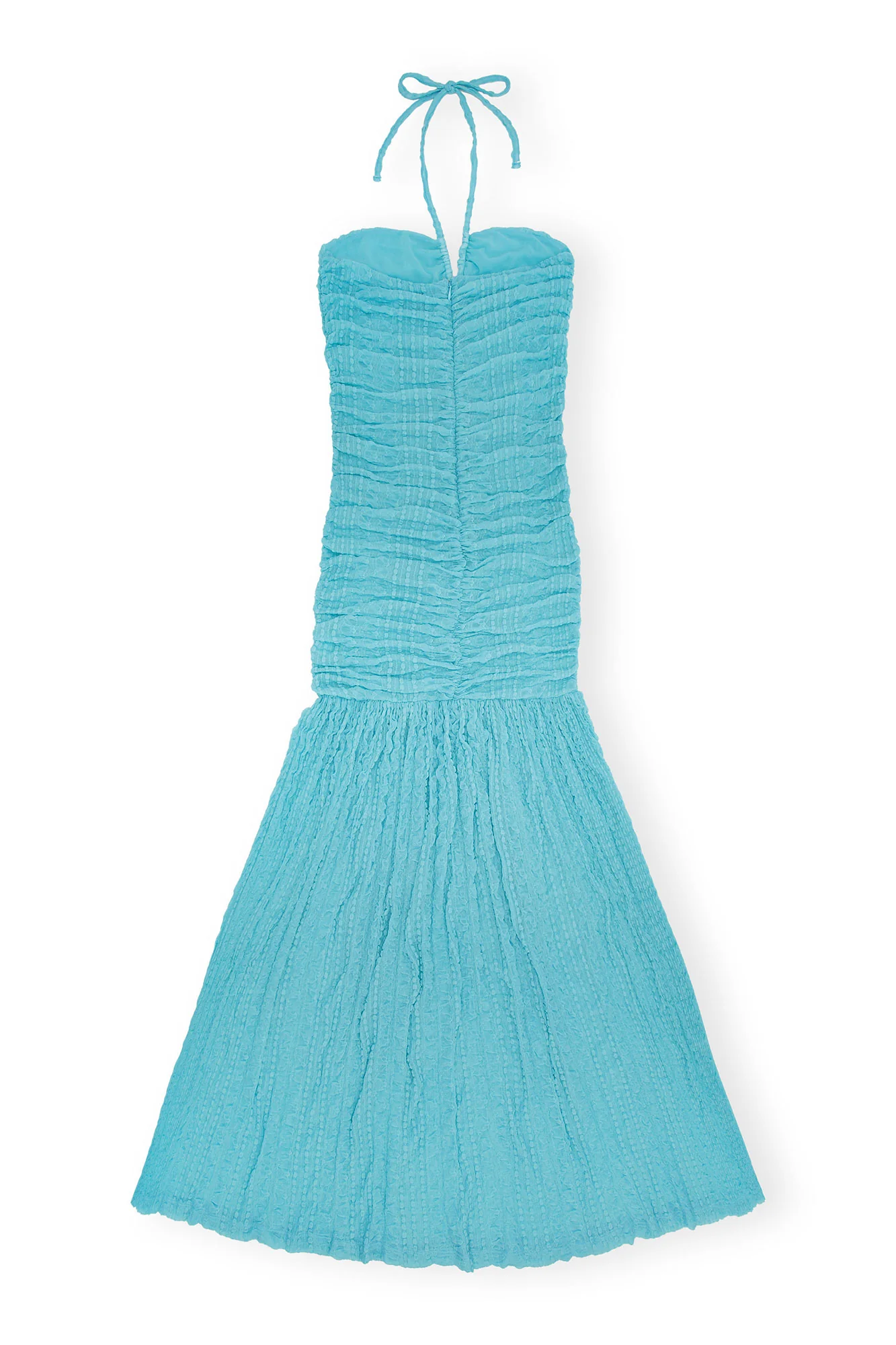 Stretch Lace Halter Neck Dress | Blue Curacao - Image 2