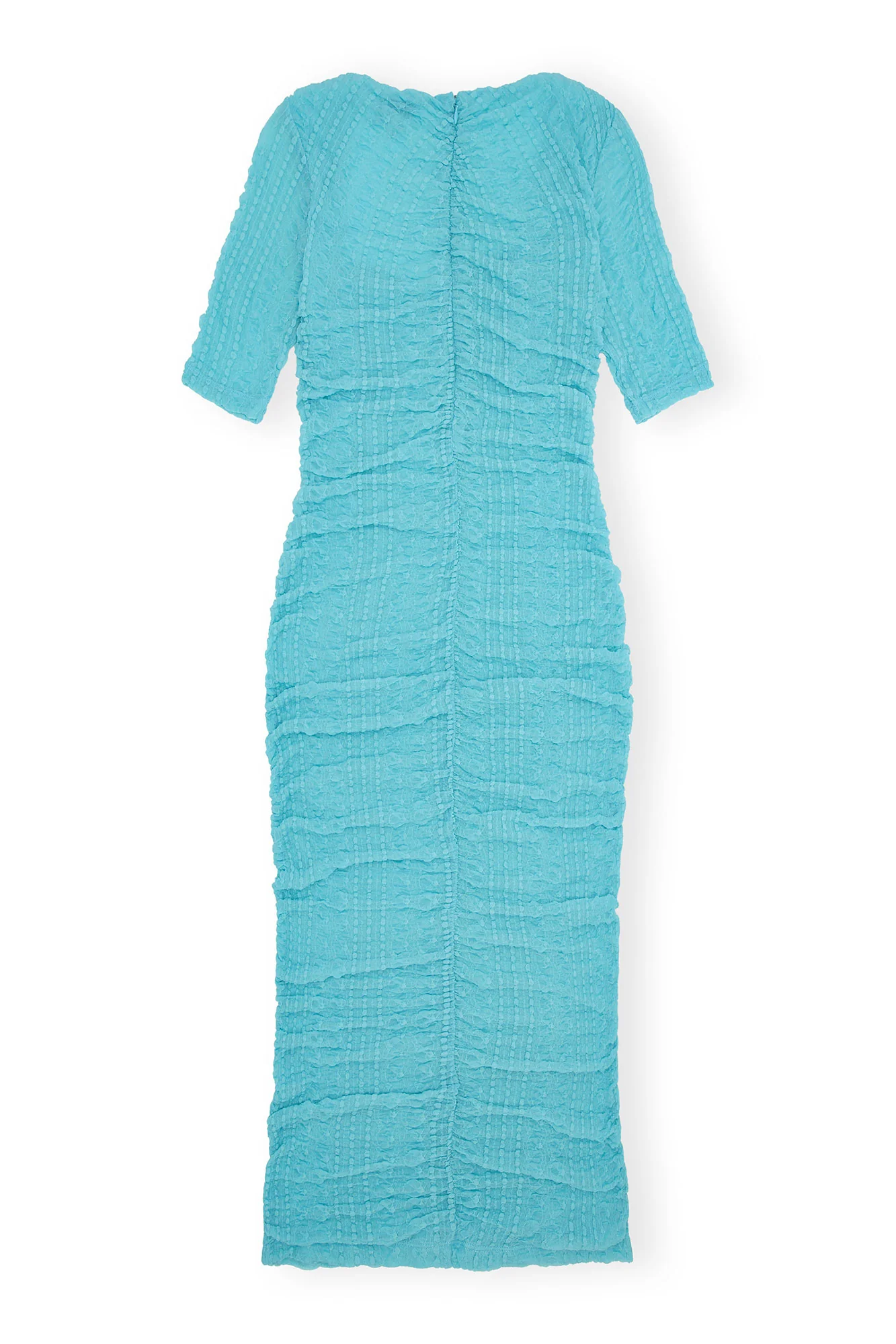 Stretch Lace Ruched Midi Dress | Blue Curacao - Image 2