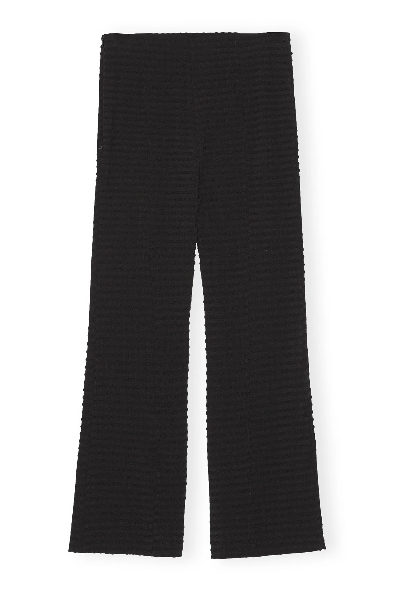 Stretch Seersucker Cropped Trousers | Black - Image 2