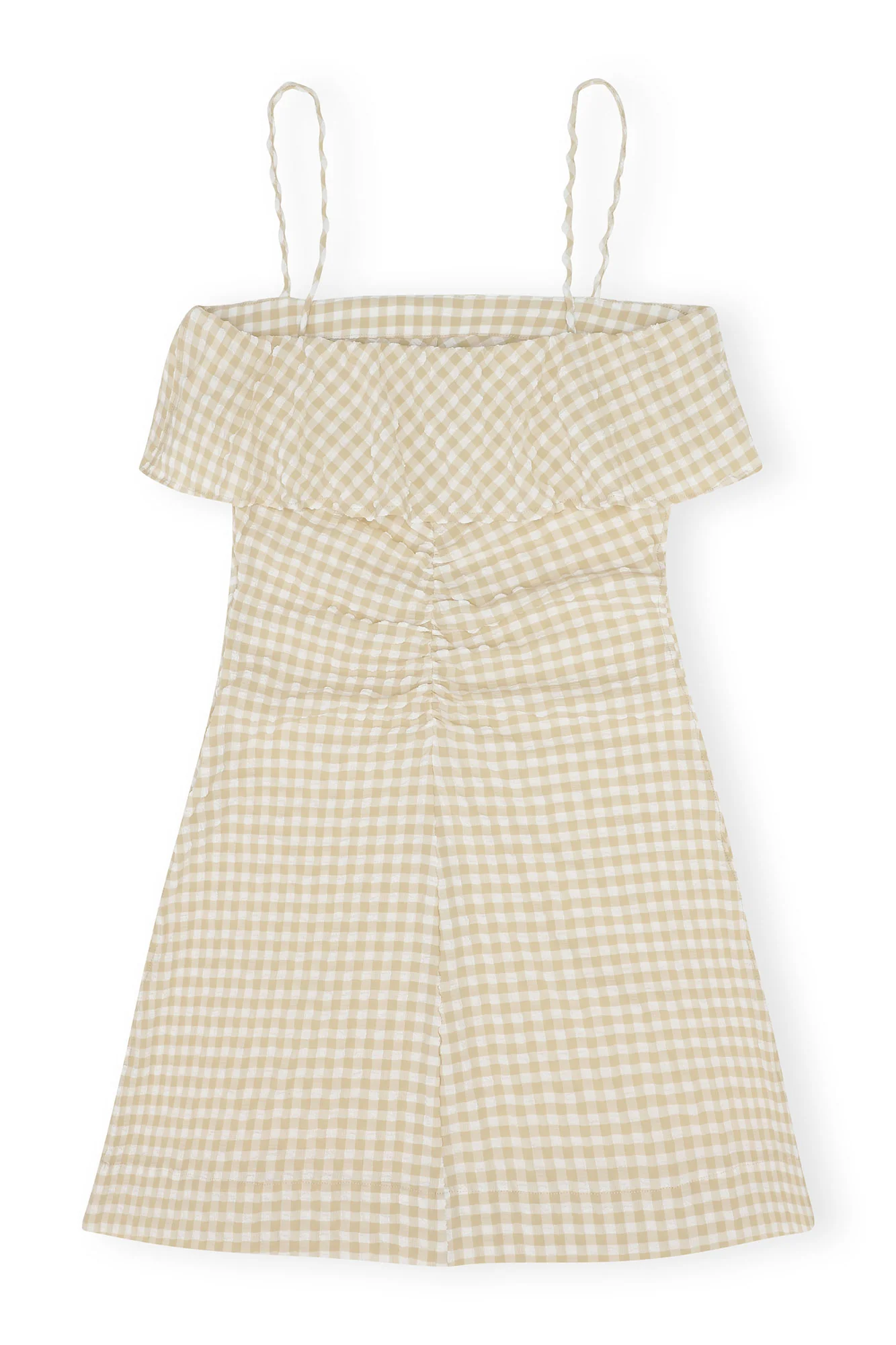 Stretch Seersucker Strap Mini Dress | Pale Khaki - Image 2