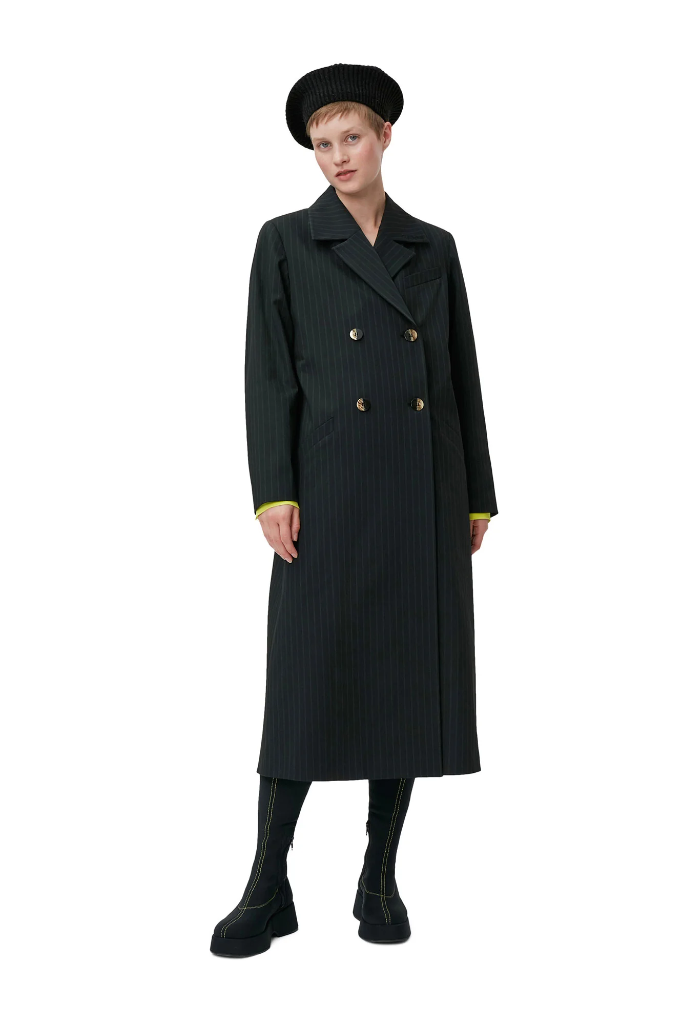 Stretch Stripe Coat | Black - Image 3