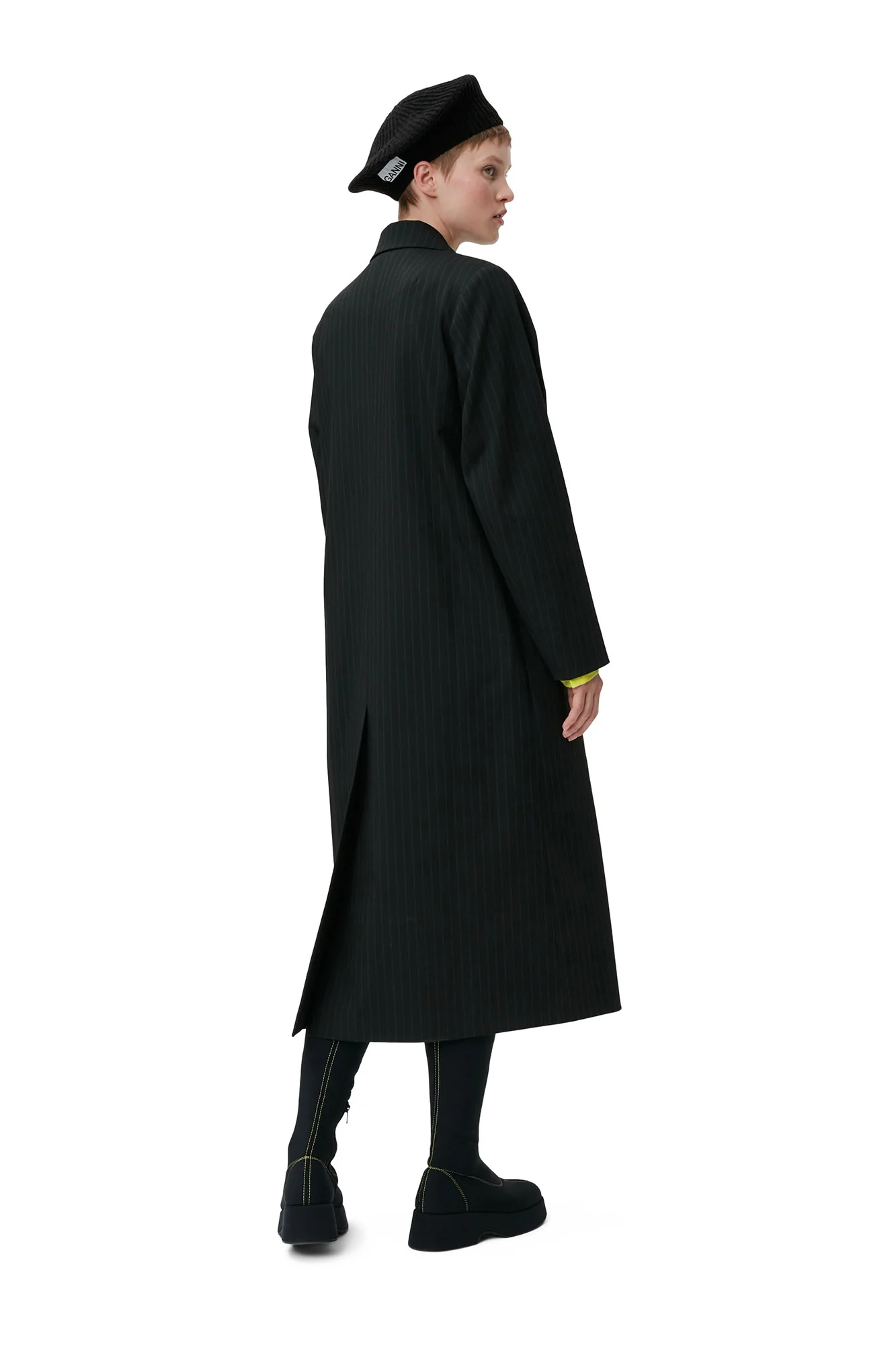 Stretch Stripe Coat | Black - Image 4
