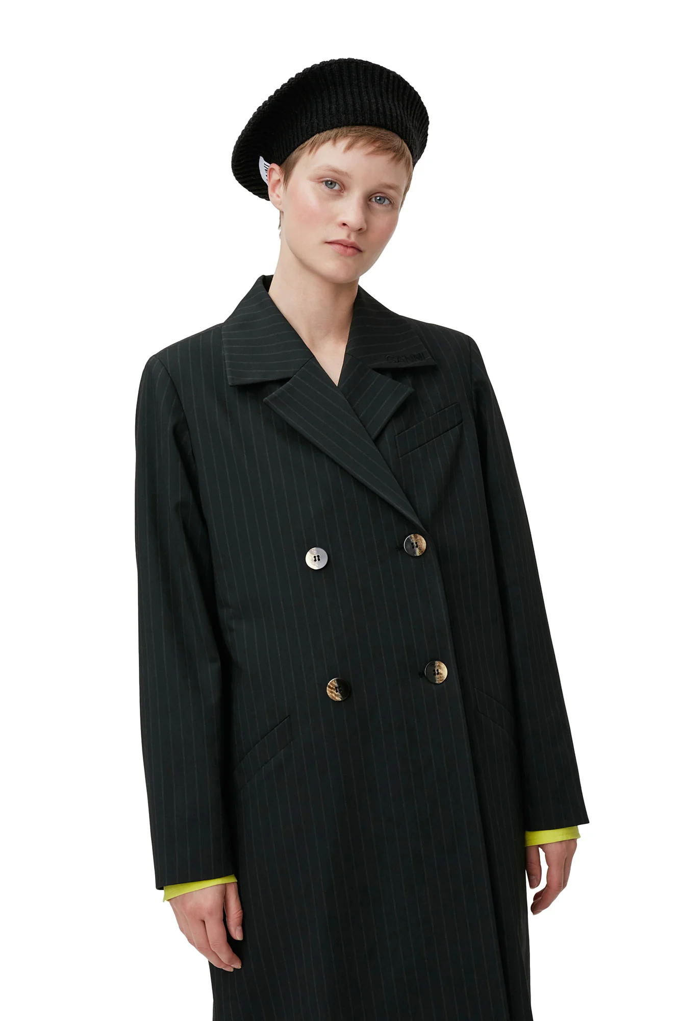 Stretch Stripe Coat | Black - Image 5