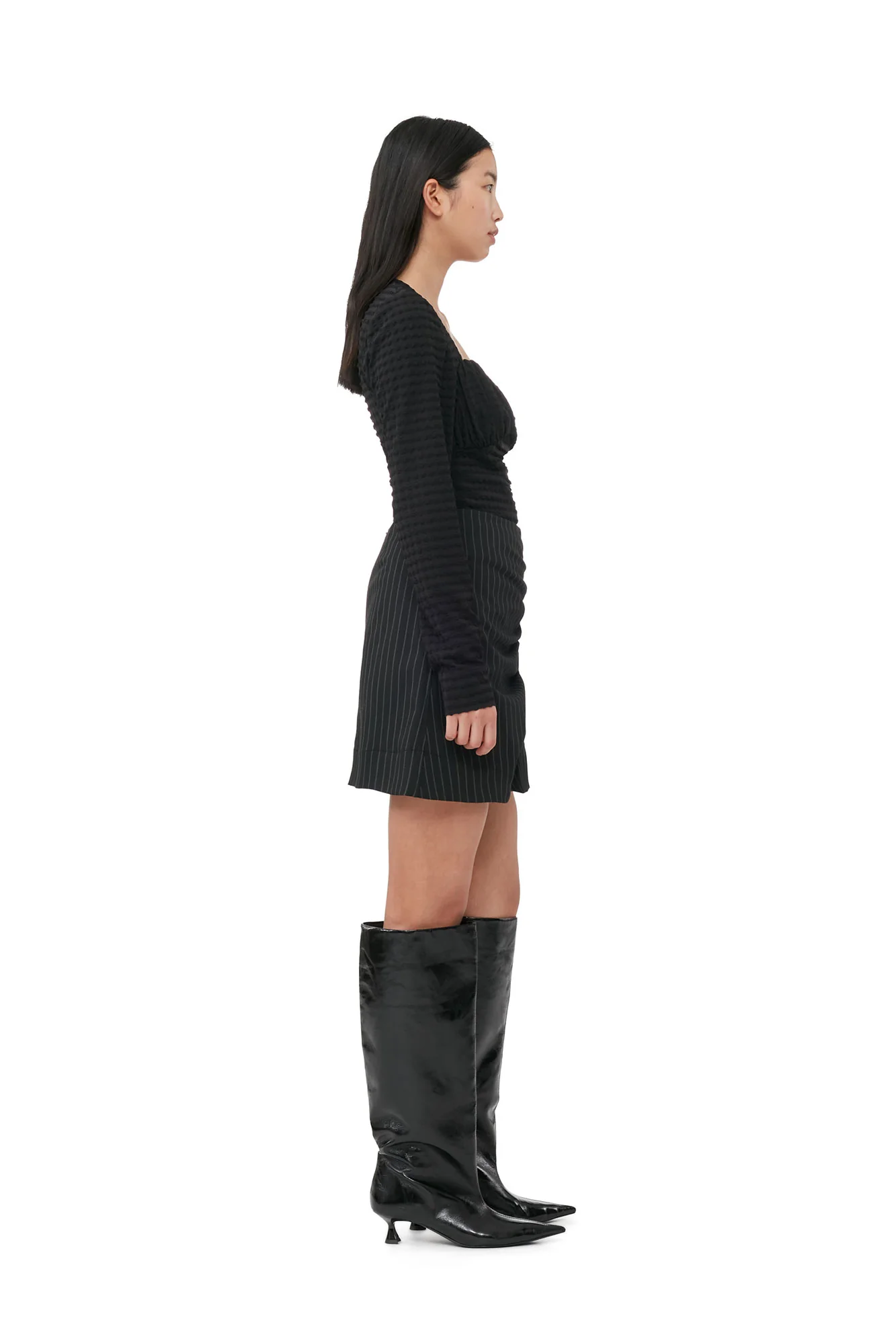 Stretch Stripe Mini Skirt | Black - Image 4