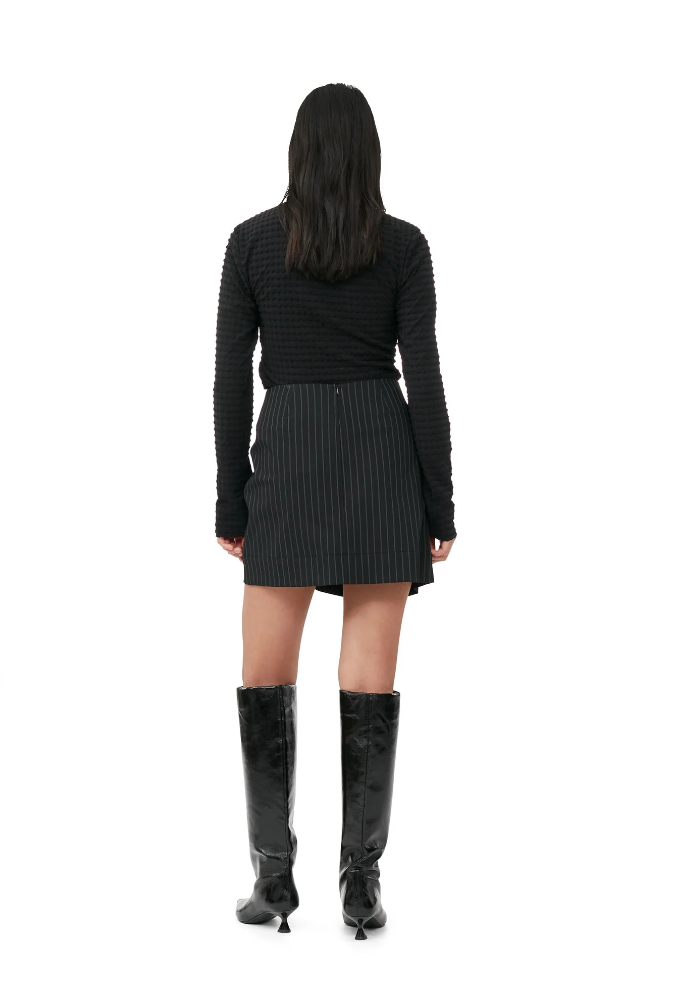 Stretch Stripe Mini Skirt | Black - Image 5