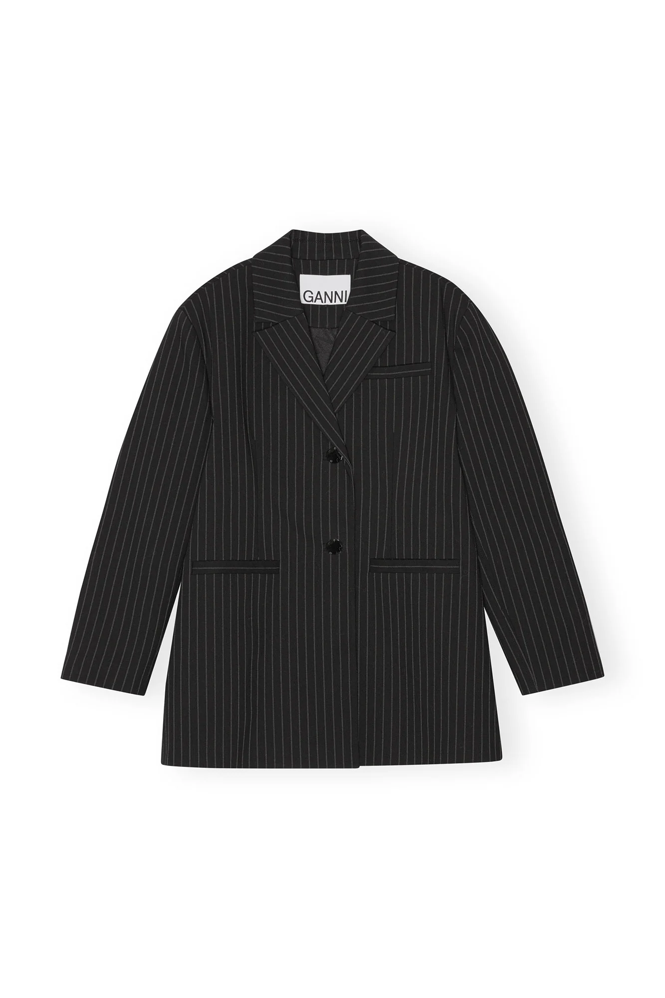 Stretch Striped Oversized Blazer | Black