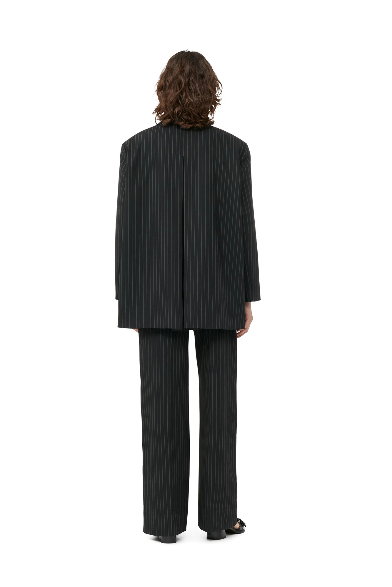 Stretch Striped Oversized Blazer | Black - Image 5