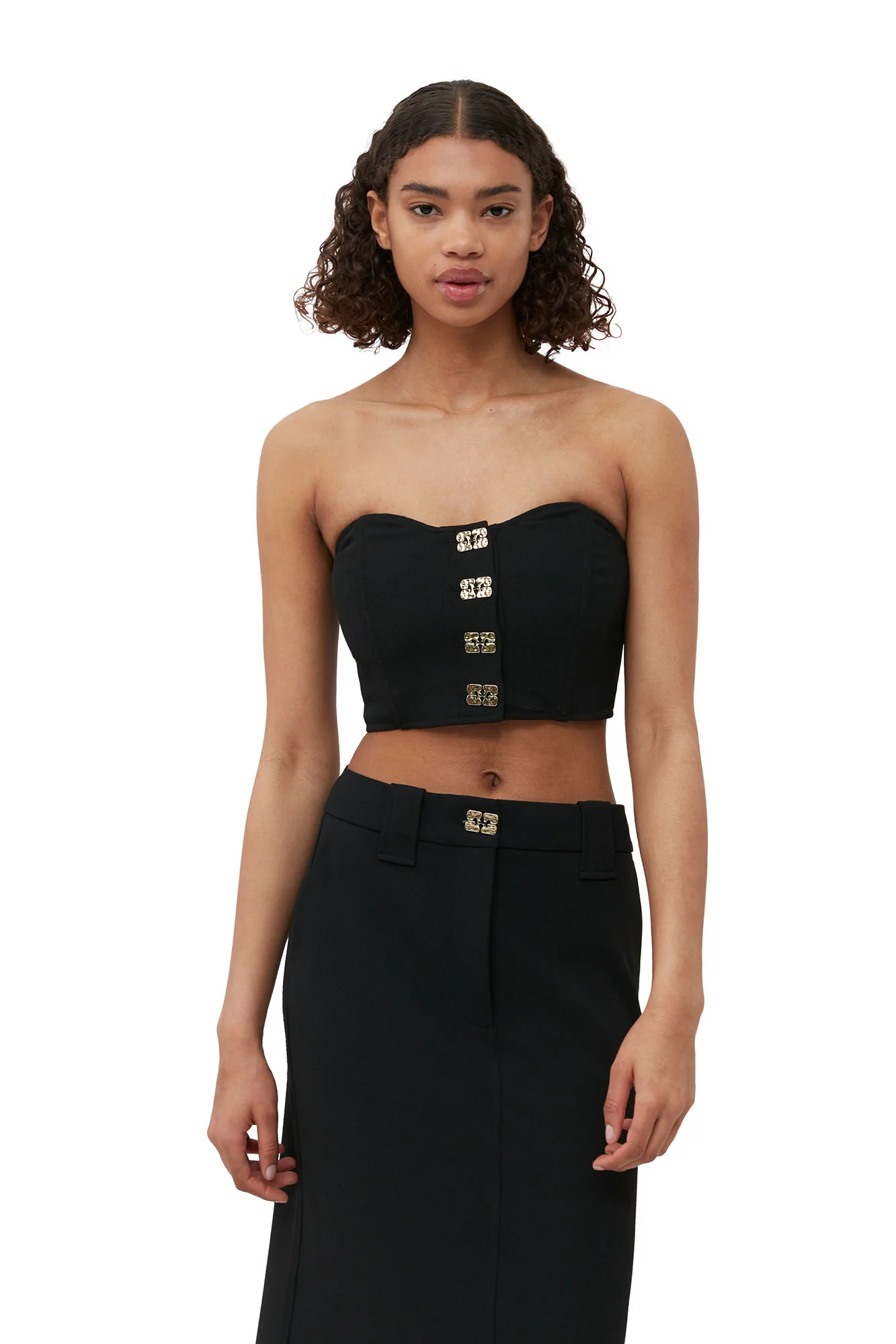 Stretch Suiting Corsage Top | Black - Image 6