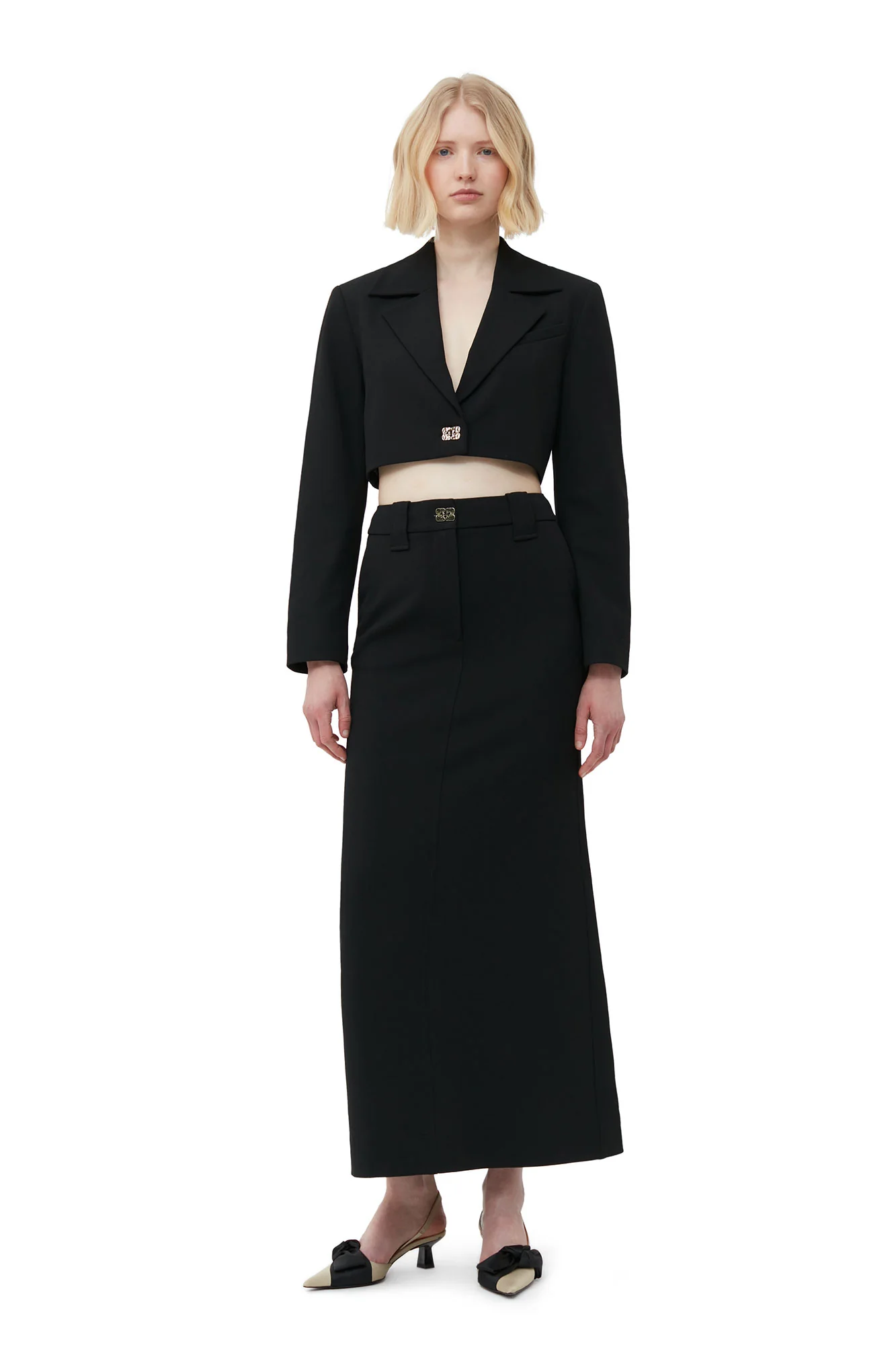 Stretch Suiting Cropped Blazer | Black - Image 3