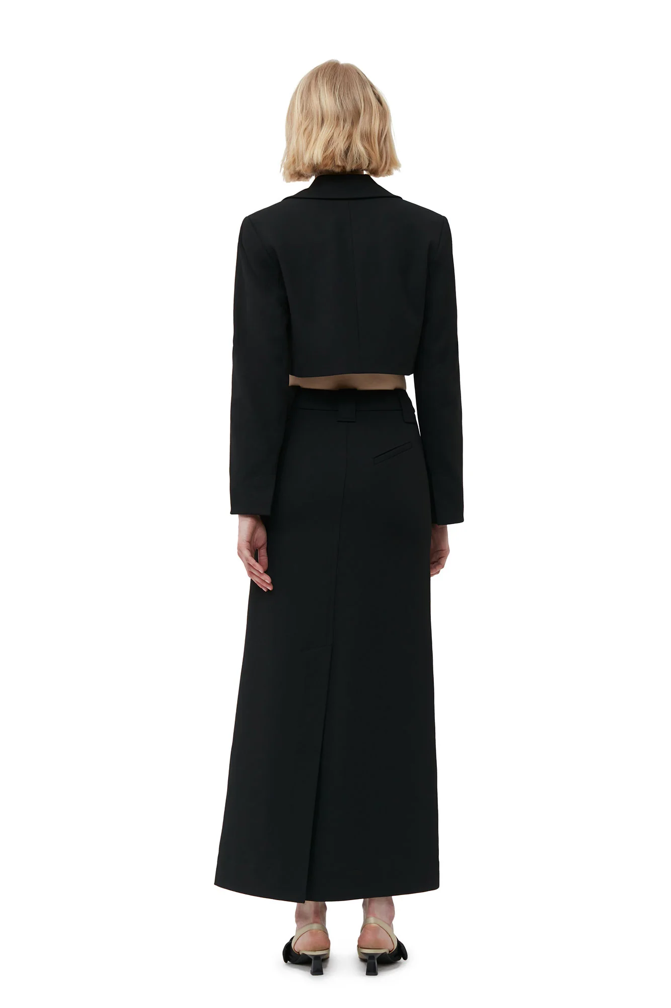 Stretch Suiting Cropped Blazer | Black - Image 4