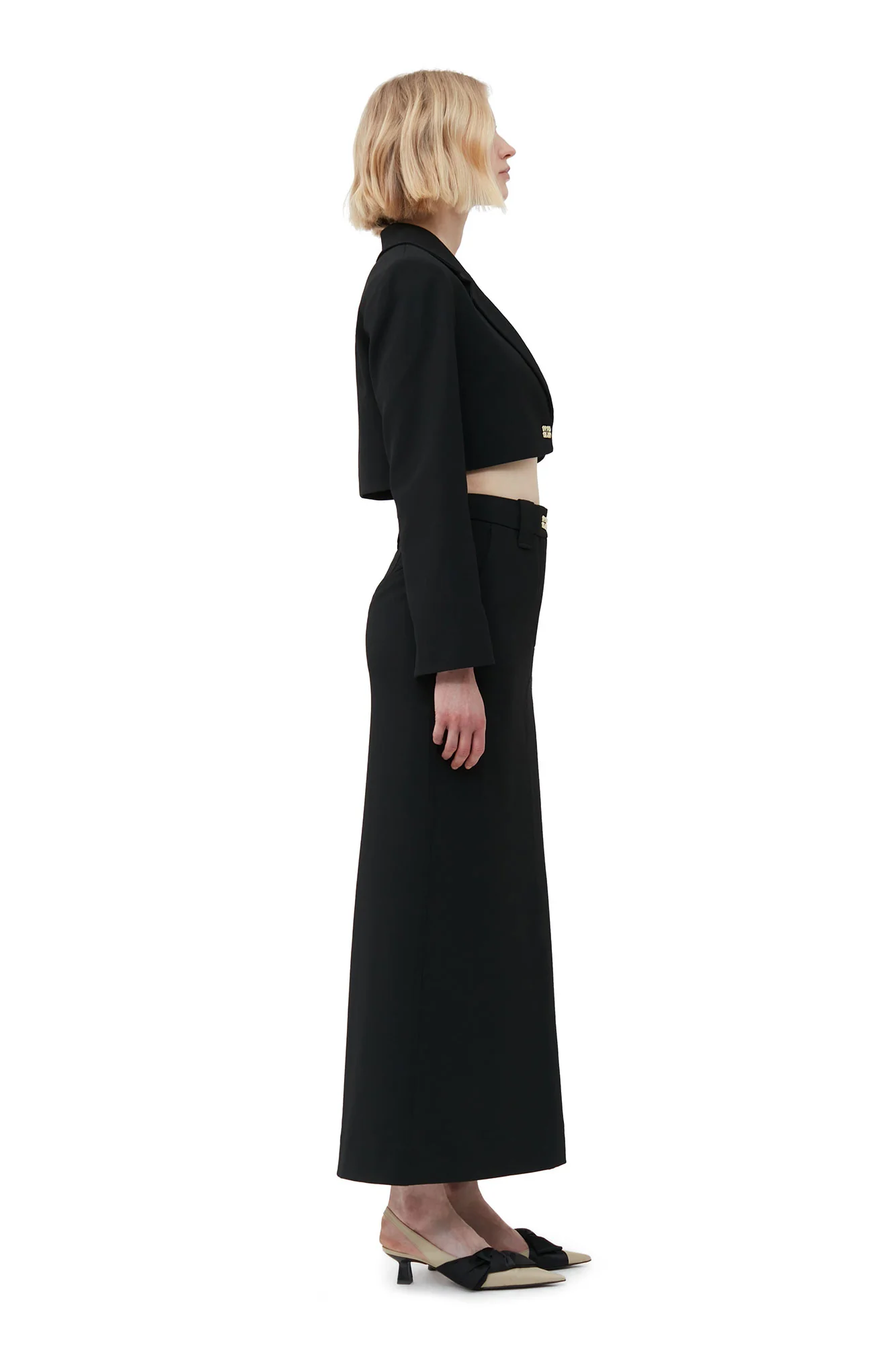 Stretch Suiting Cropped Blazer | Black - Image 5