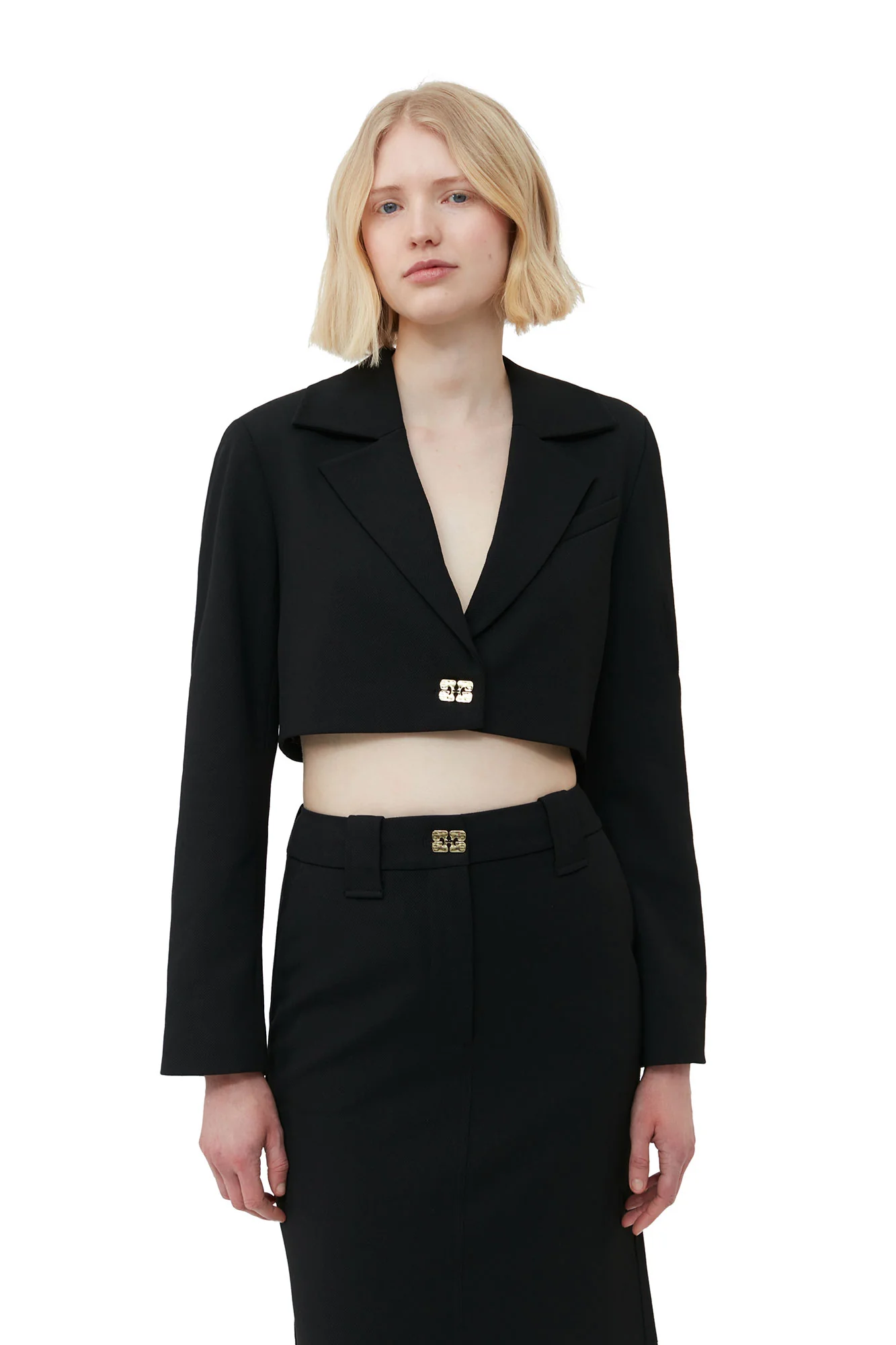 Stretch Suiting Cropped Blazer | Black - Image 6