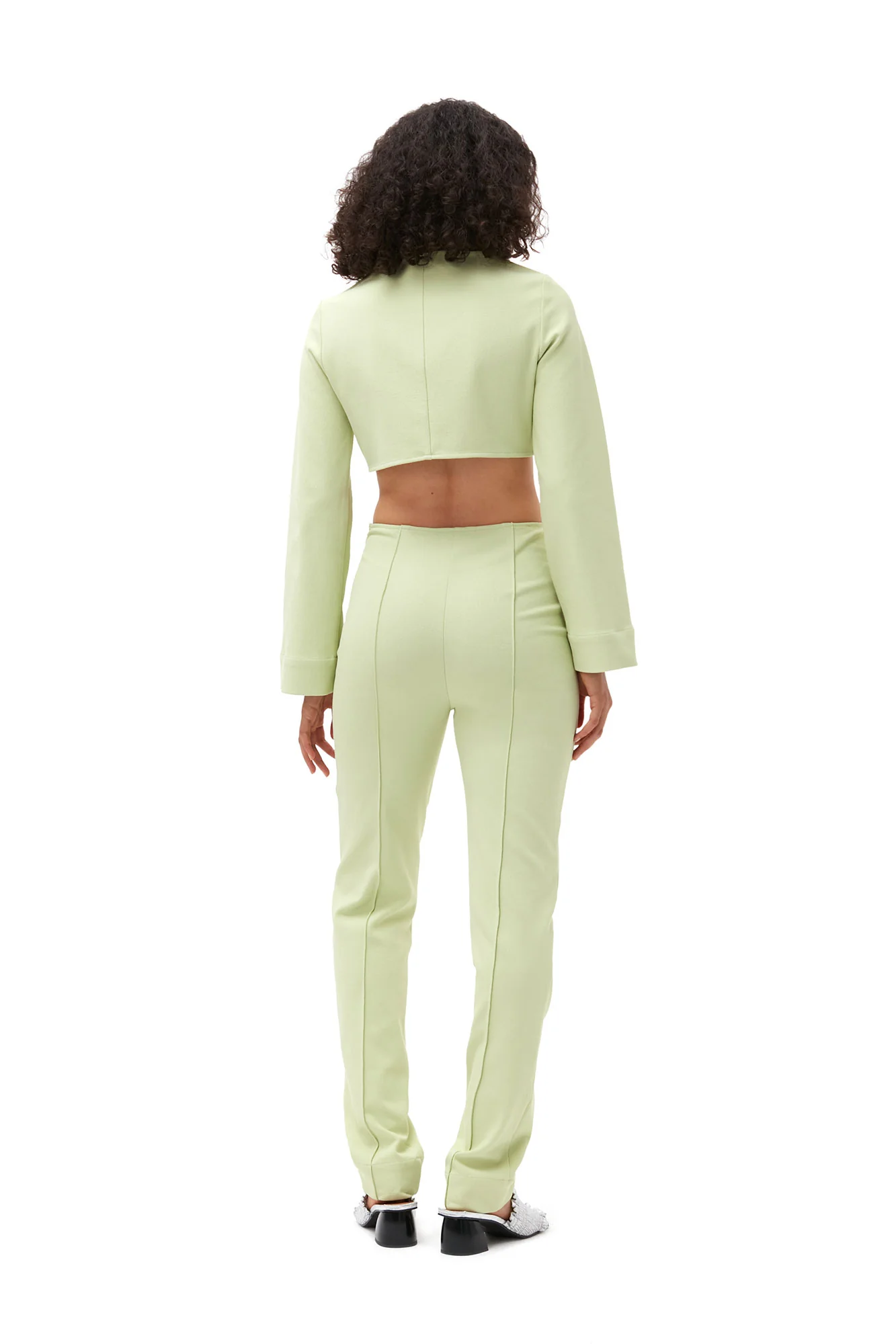 Stretch Suiting Cropped Blouse | Lily Green - Image 4