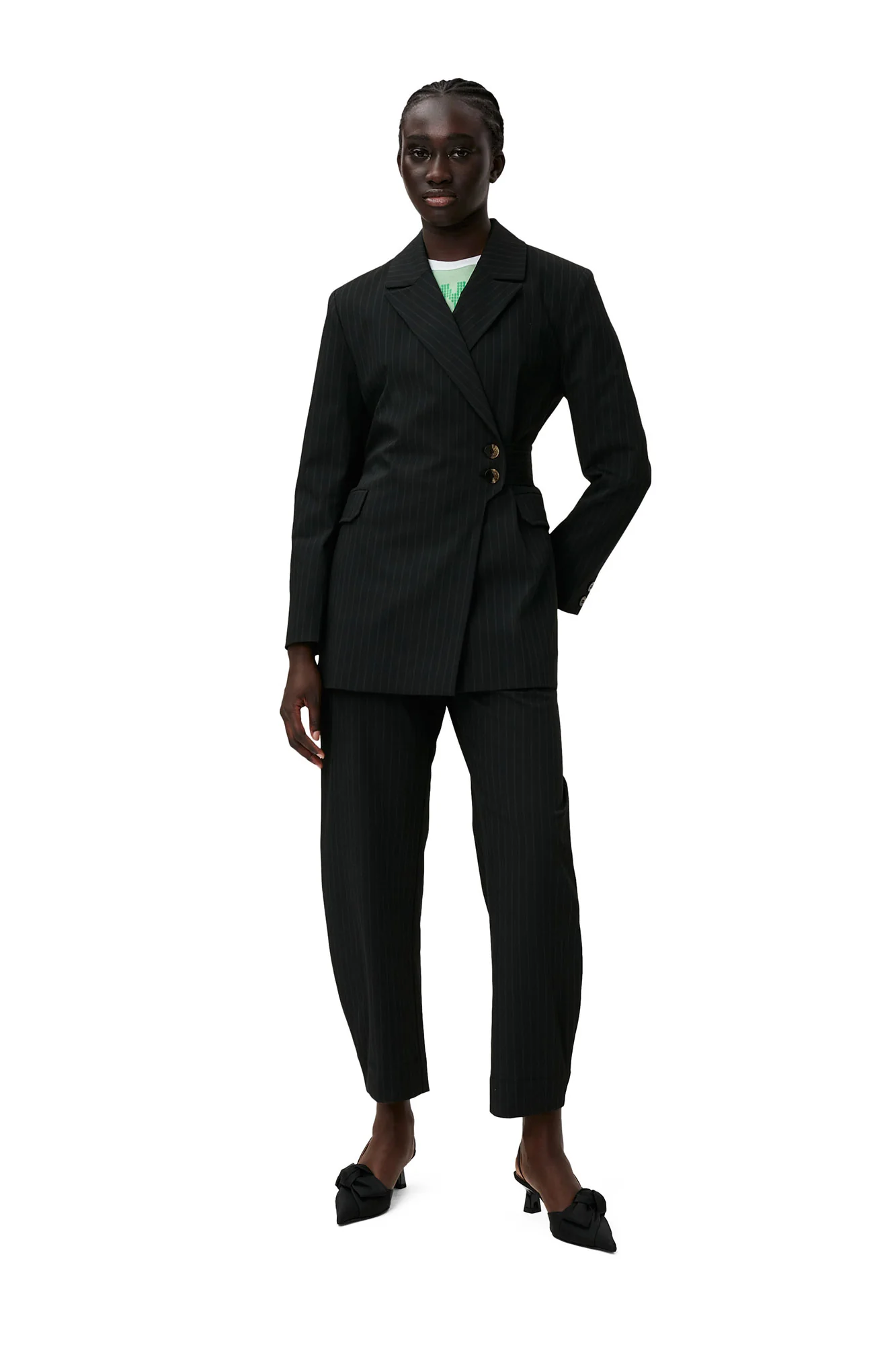 Stripe Belt Blazer | Black - Image 3