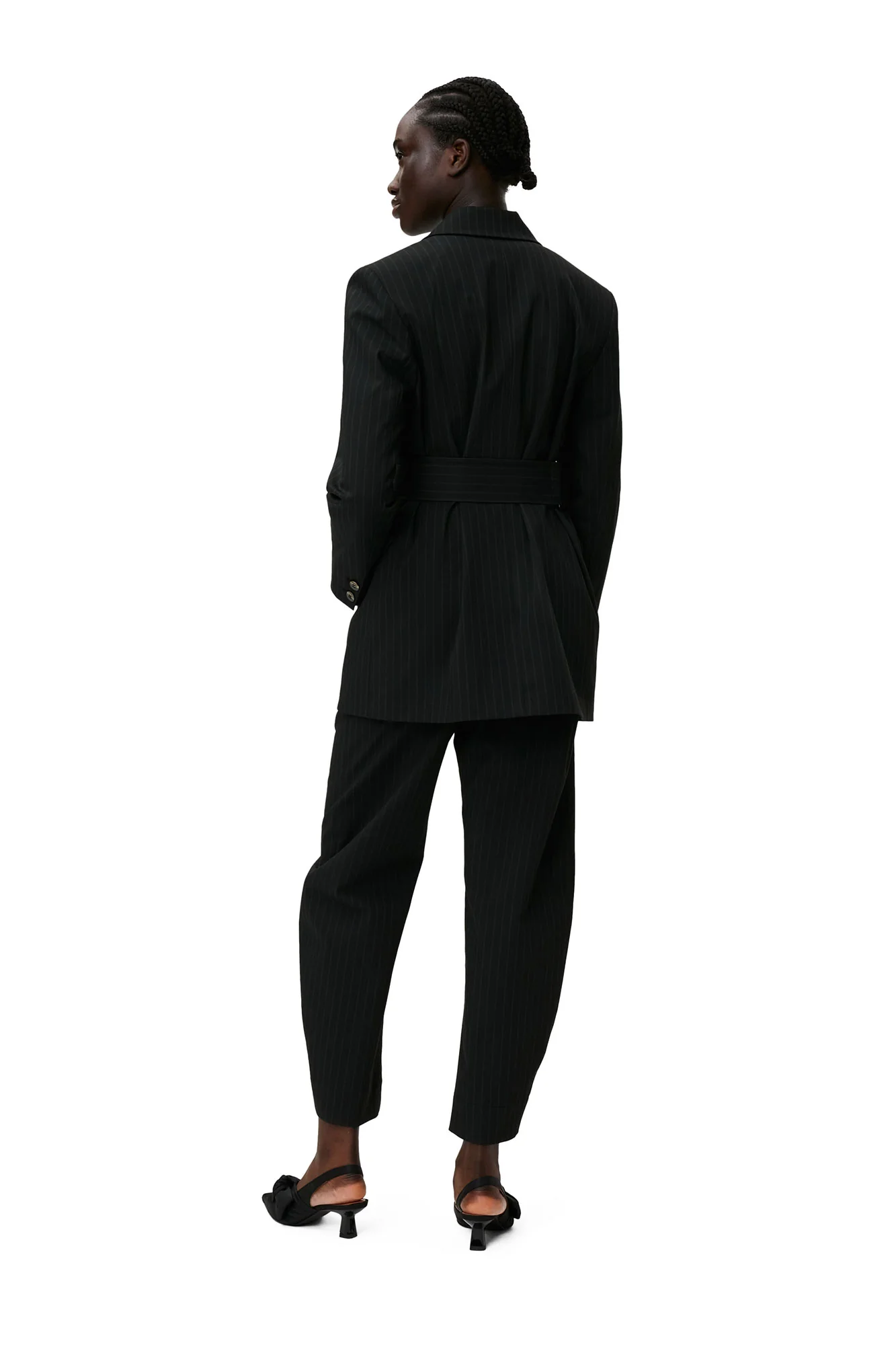Stripe Belt Blazer | Black - Image 4