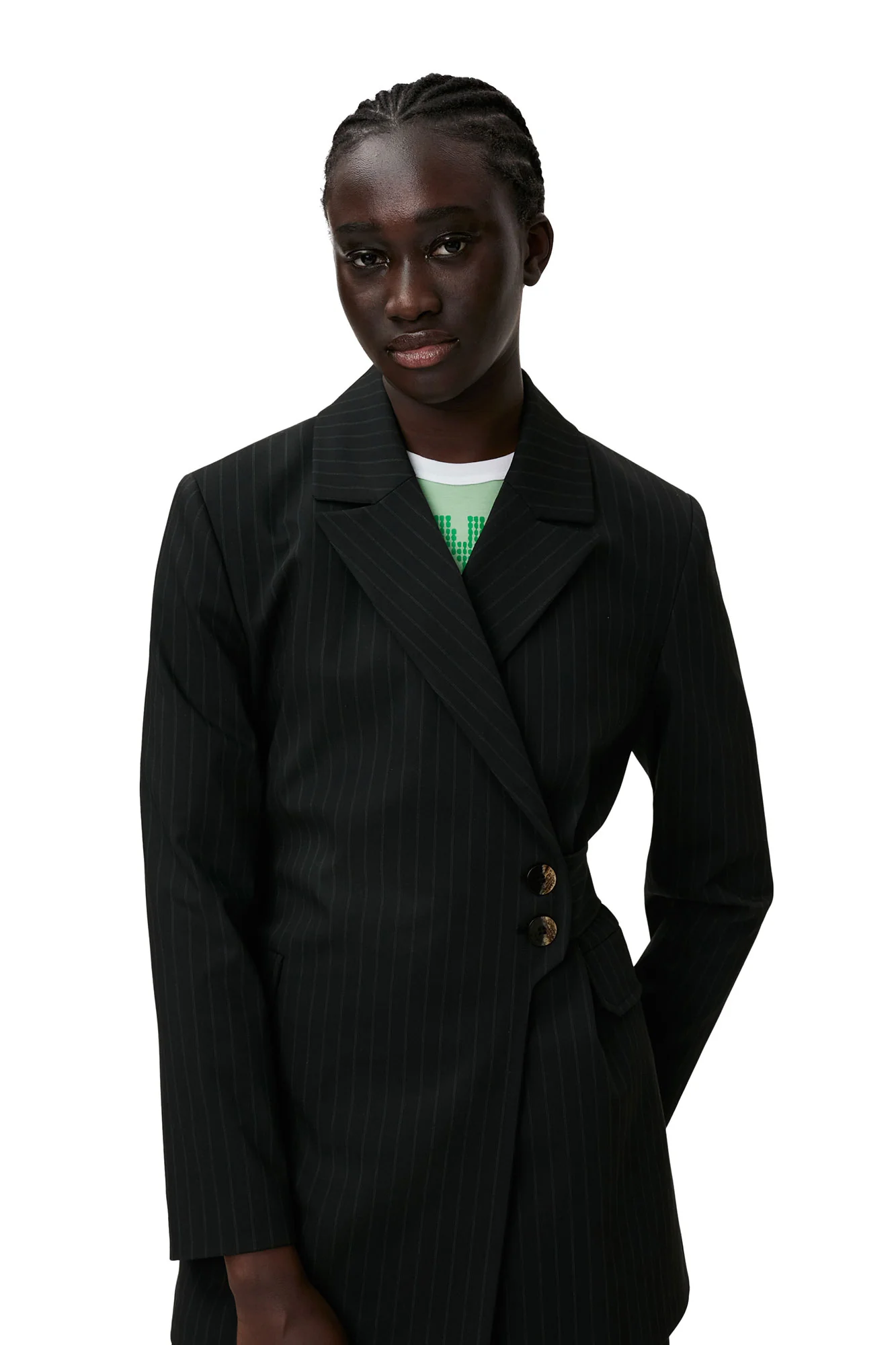 Stripe Belt Blazer | Black - Image 5
