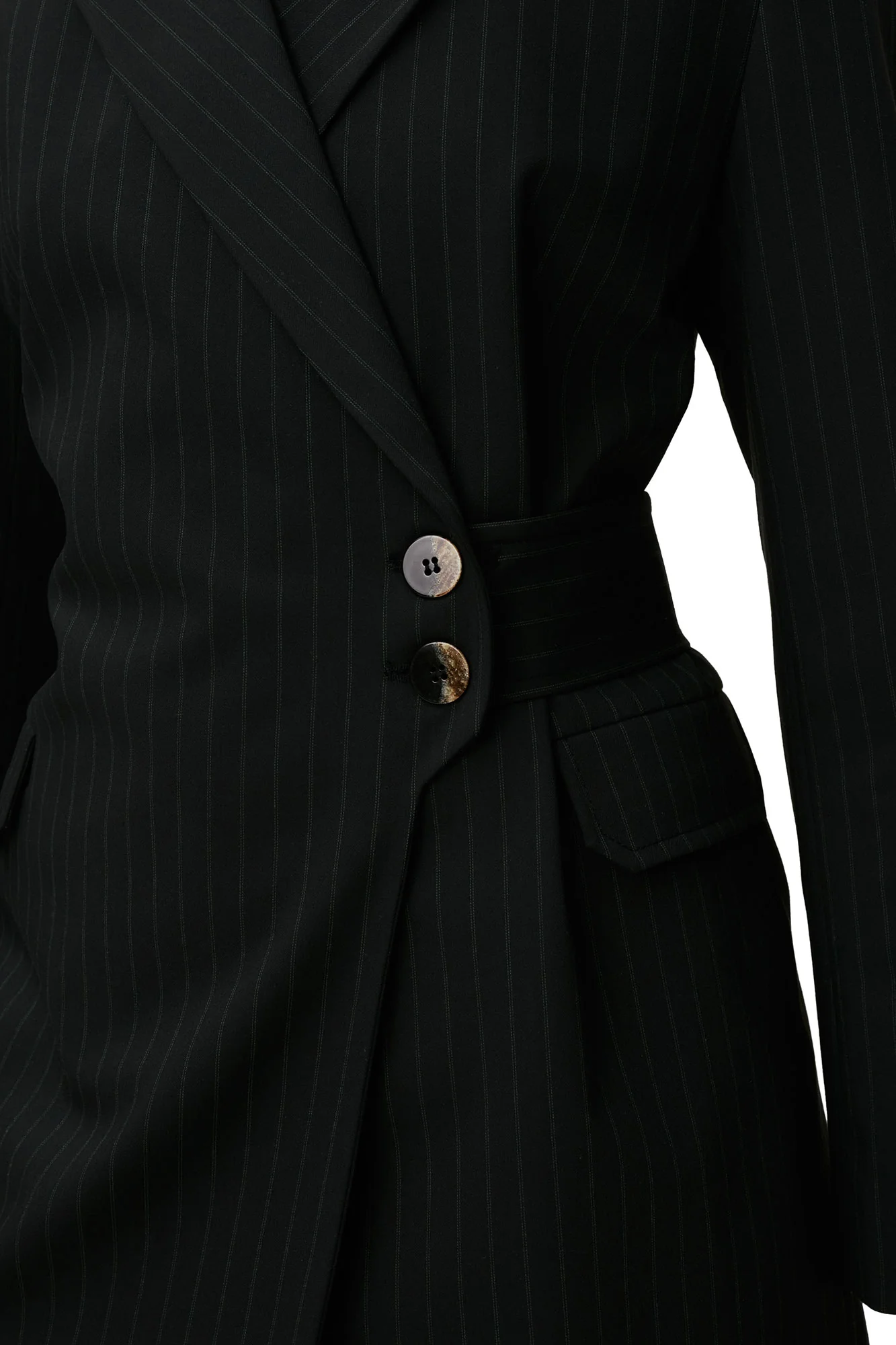 Stripe Belt Blazer | Black - Image 6