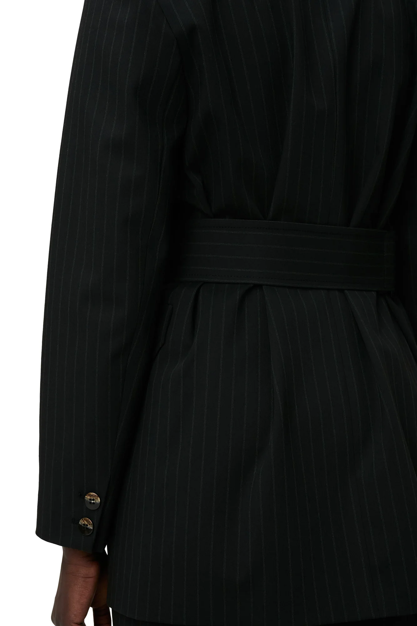 Stripe Belt Blazer | Black - Image 8
