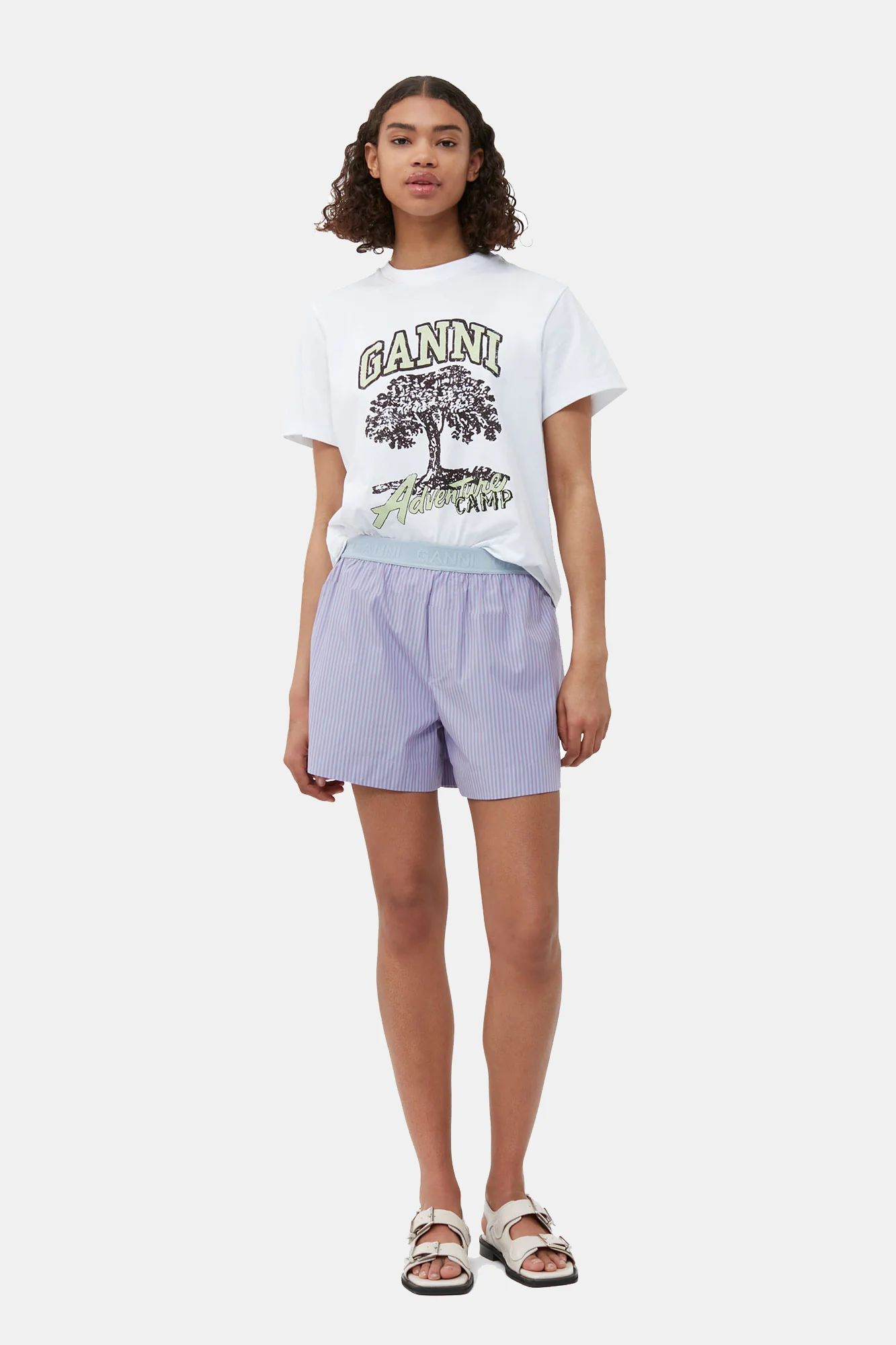 Stripe Cotton Elastic Shorts | Forever Blue - Image 3