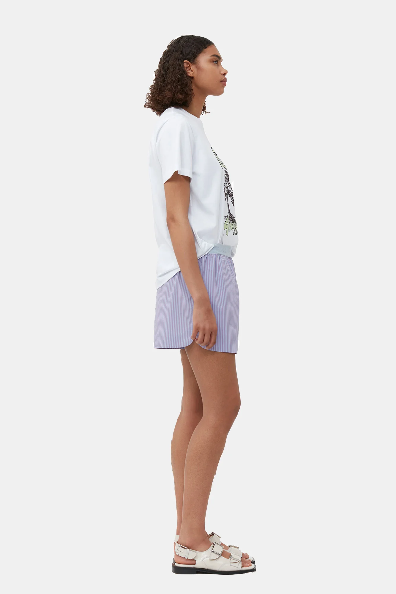 Stripe Cotton Elastic Shorts | Forever Blue - Image 5