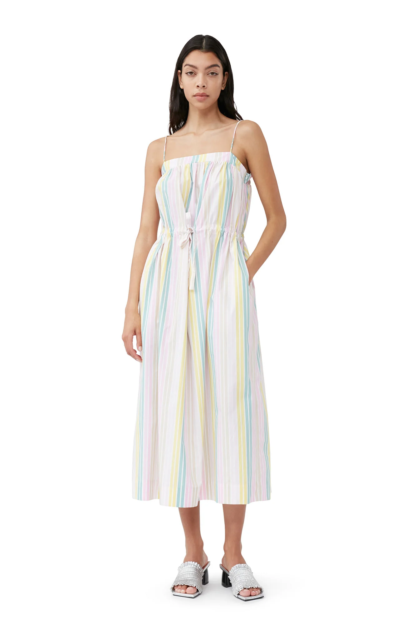 Stripe Cotton Maxi Strap Dress | Multicolor - Image 3