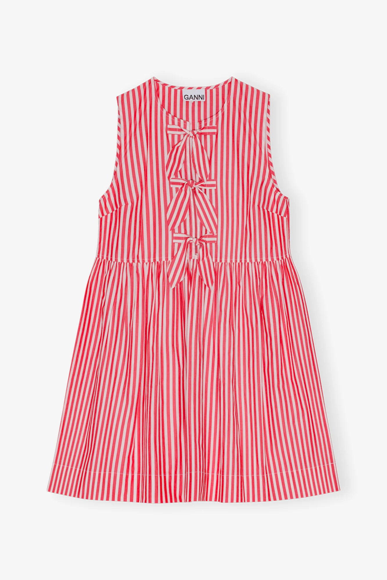 Stripe Cotton Mini Bow Tie Dress | Barbados Cherry