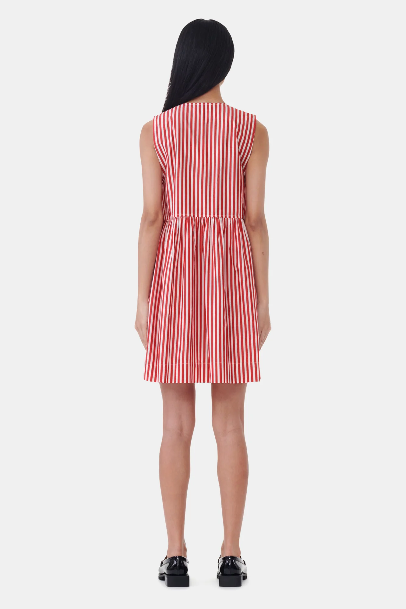 Stripe Cotton Mini Bow Tie Dress | Barbados Cherry - Image 6