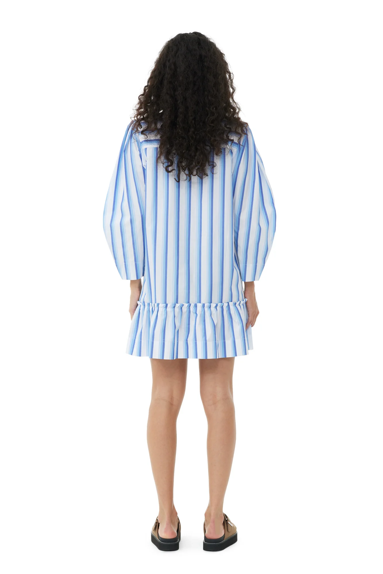 Stripe Cotton Mini Shirt Dress | Silver Lake Blue - Image 6
