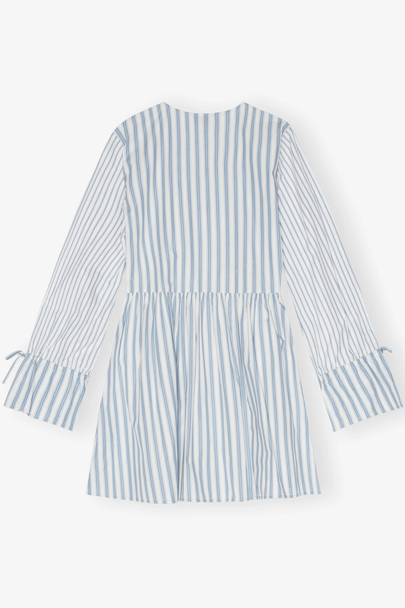 Stripe Cotton Mini Wrap Dress | Egret - Image 2