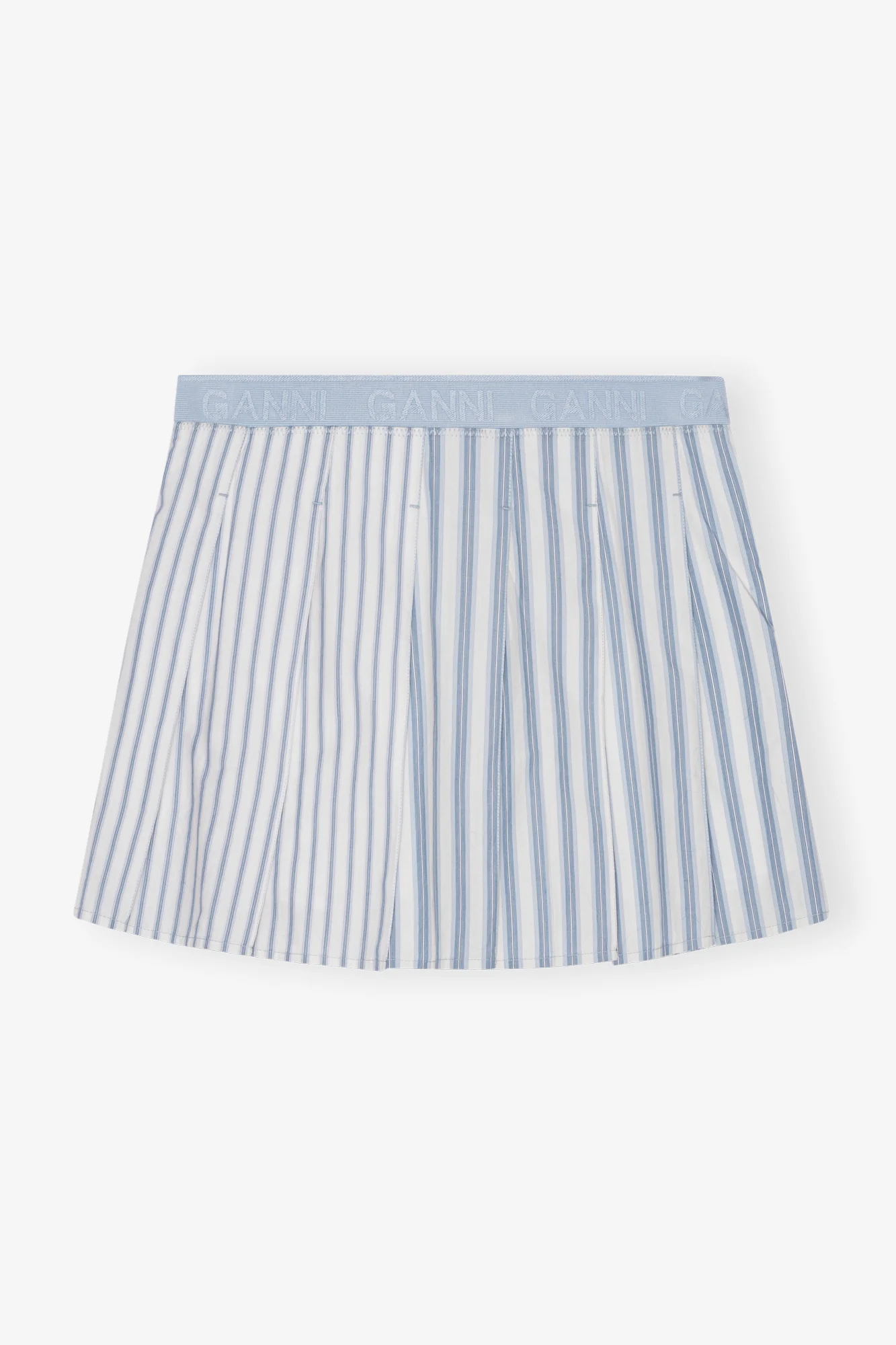 Stripe Cotton Pleated Mini Skirt | Egret